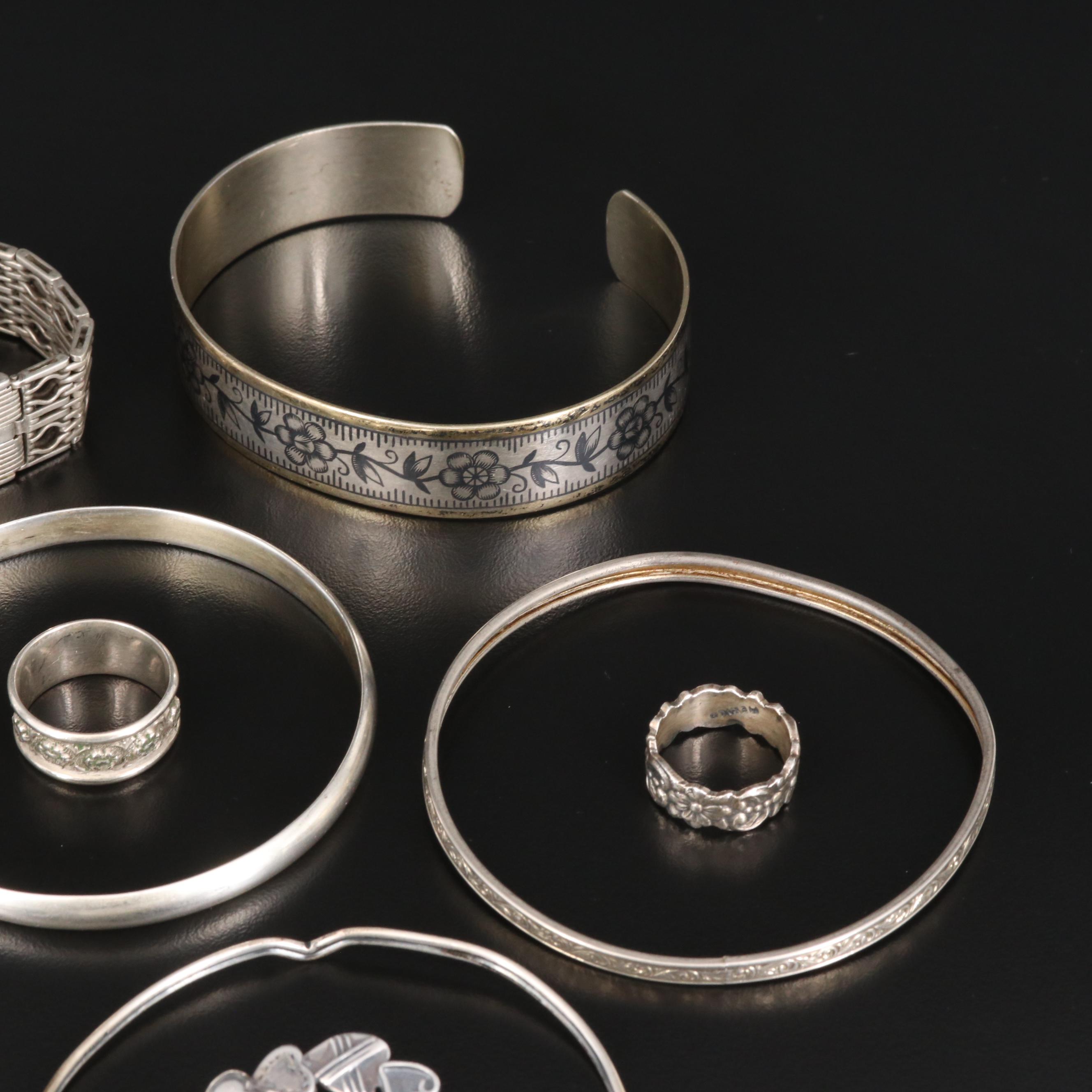 Silver Jewelry Featuring Vintage 875 Silver Russian Bracelets