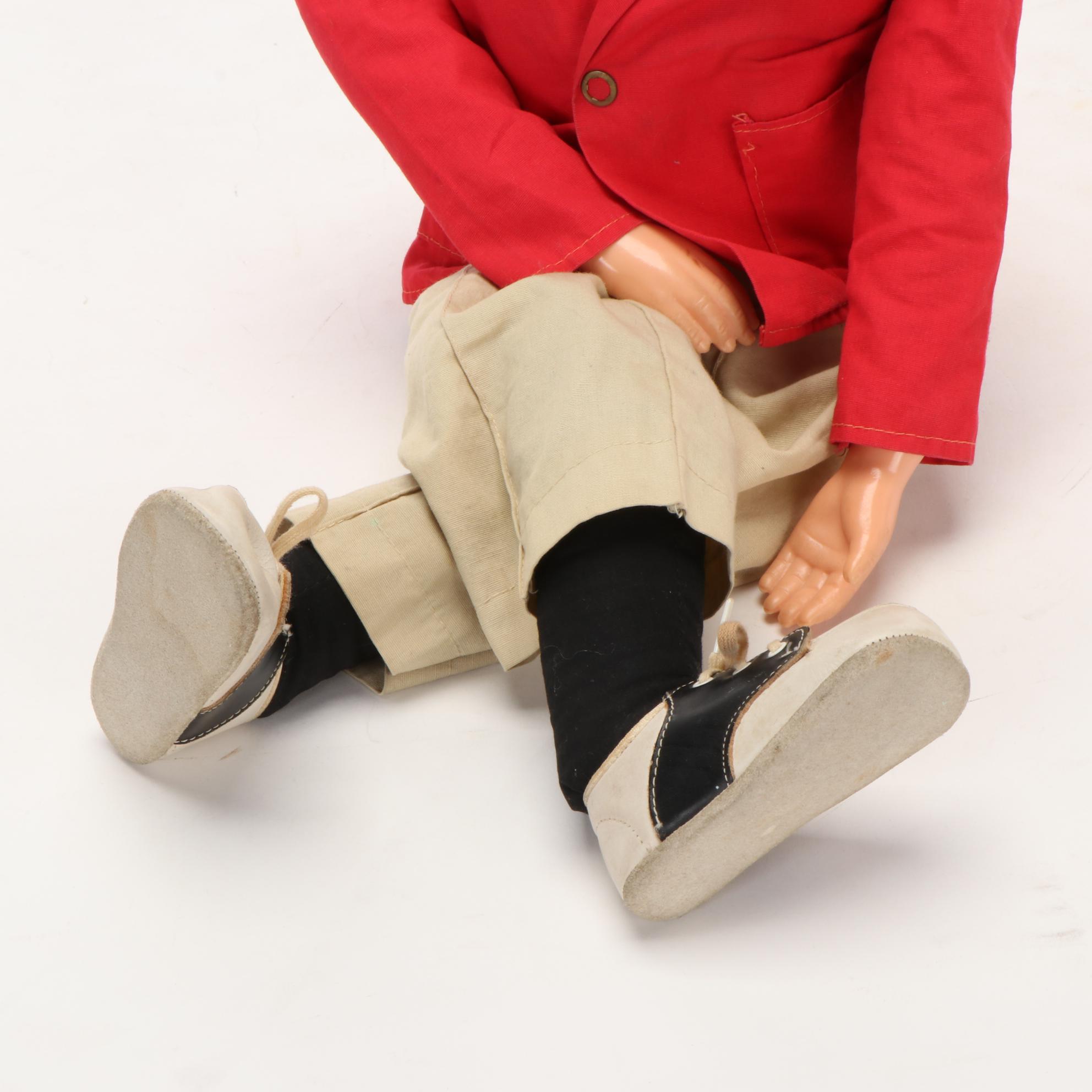 "Jerry Mahoney" Ventriloquist Puppet Doll, Original Clothing, Mid-20th Century