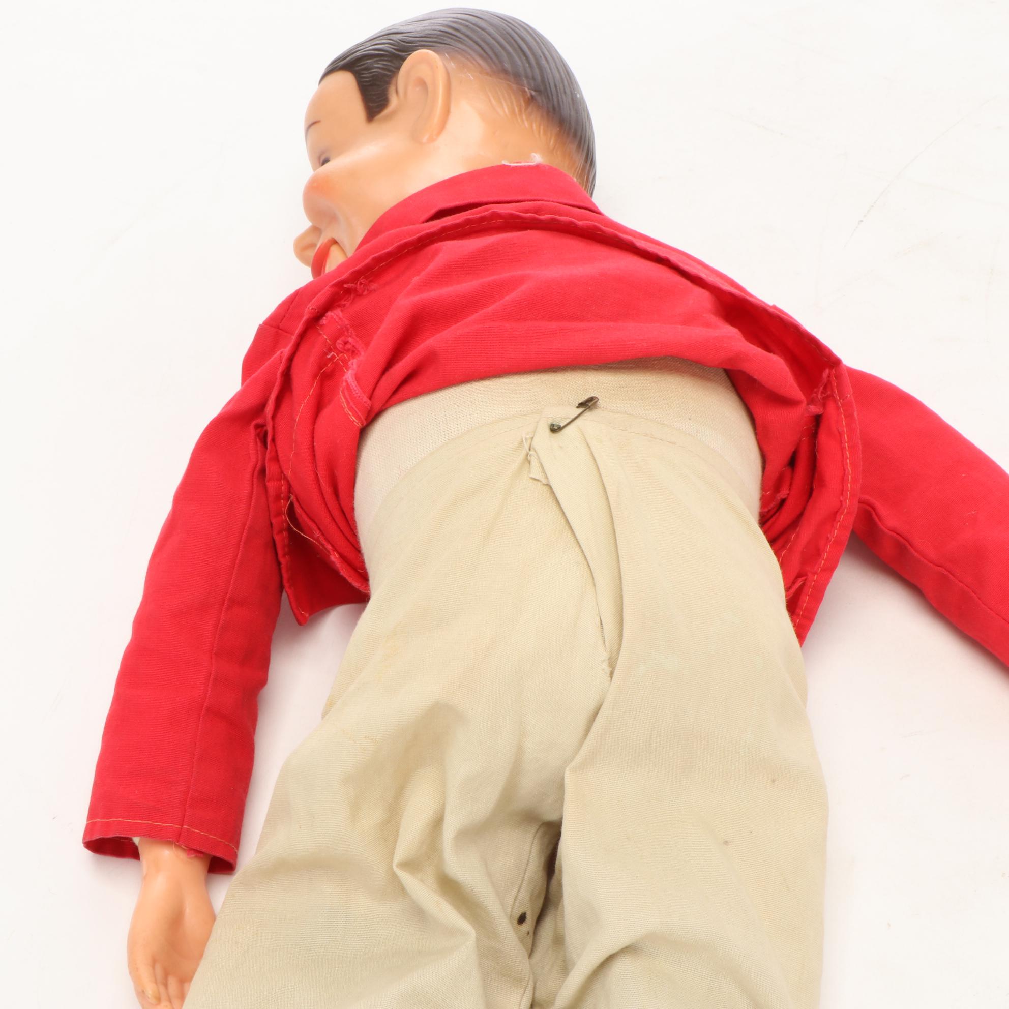 "Jerry Mahoney" Ventriloquist Puppet Doll, Original Clothing, Mid-20th Century