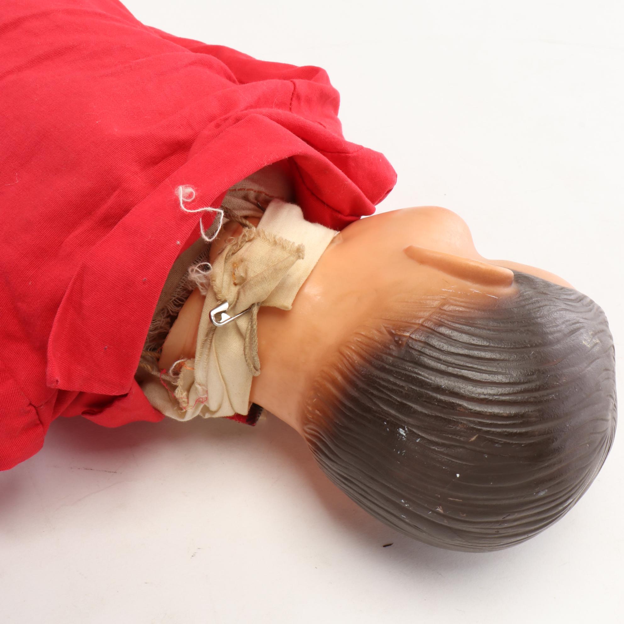 "Jerry Mahoney" Ventriloquist Puppet Doll, Original Clothing, Mid-20th Century