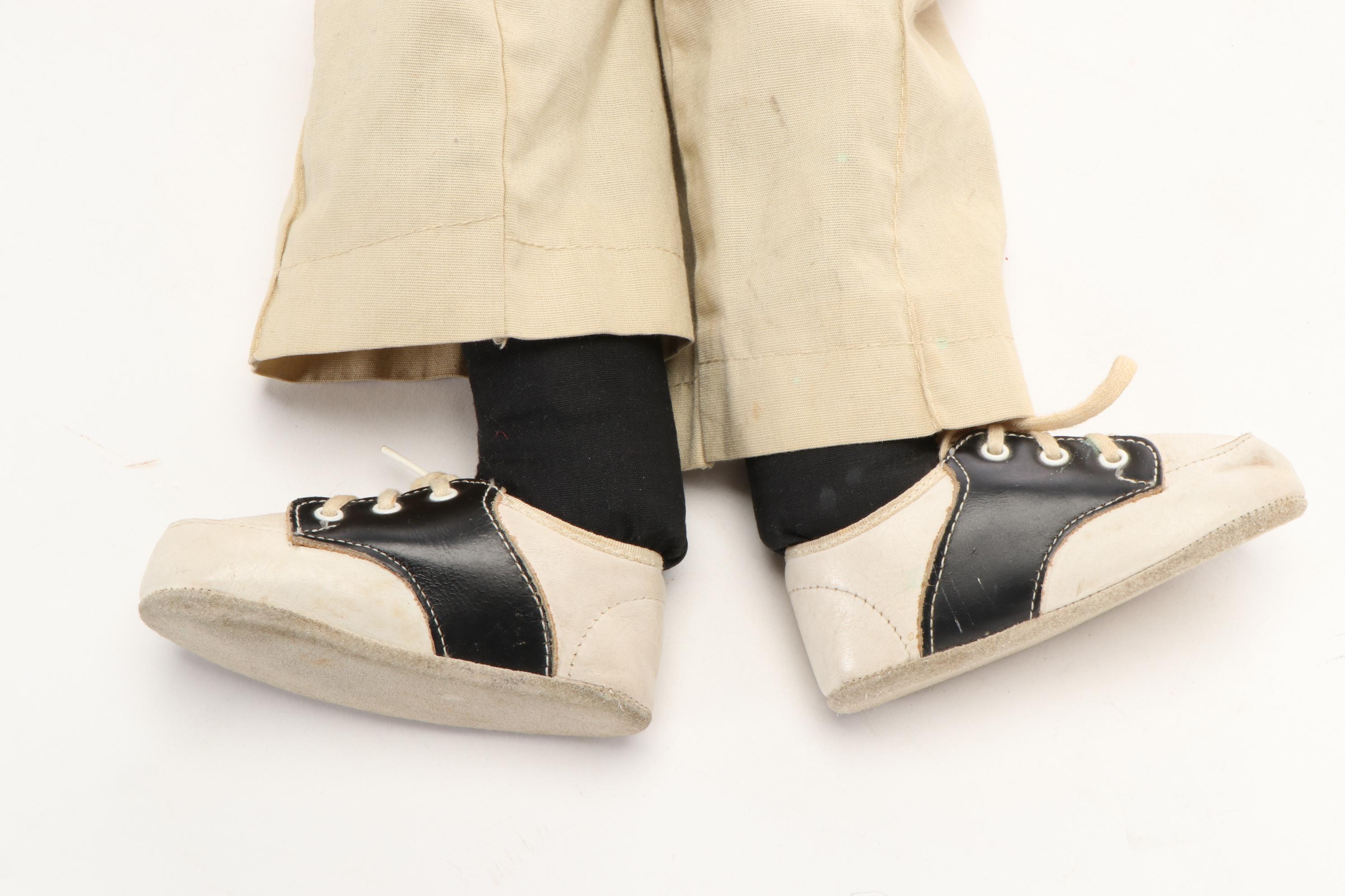 "Jerry Mahoney" Ventriloquist Puppet Doll, Original Clothing, Mid-20th Century