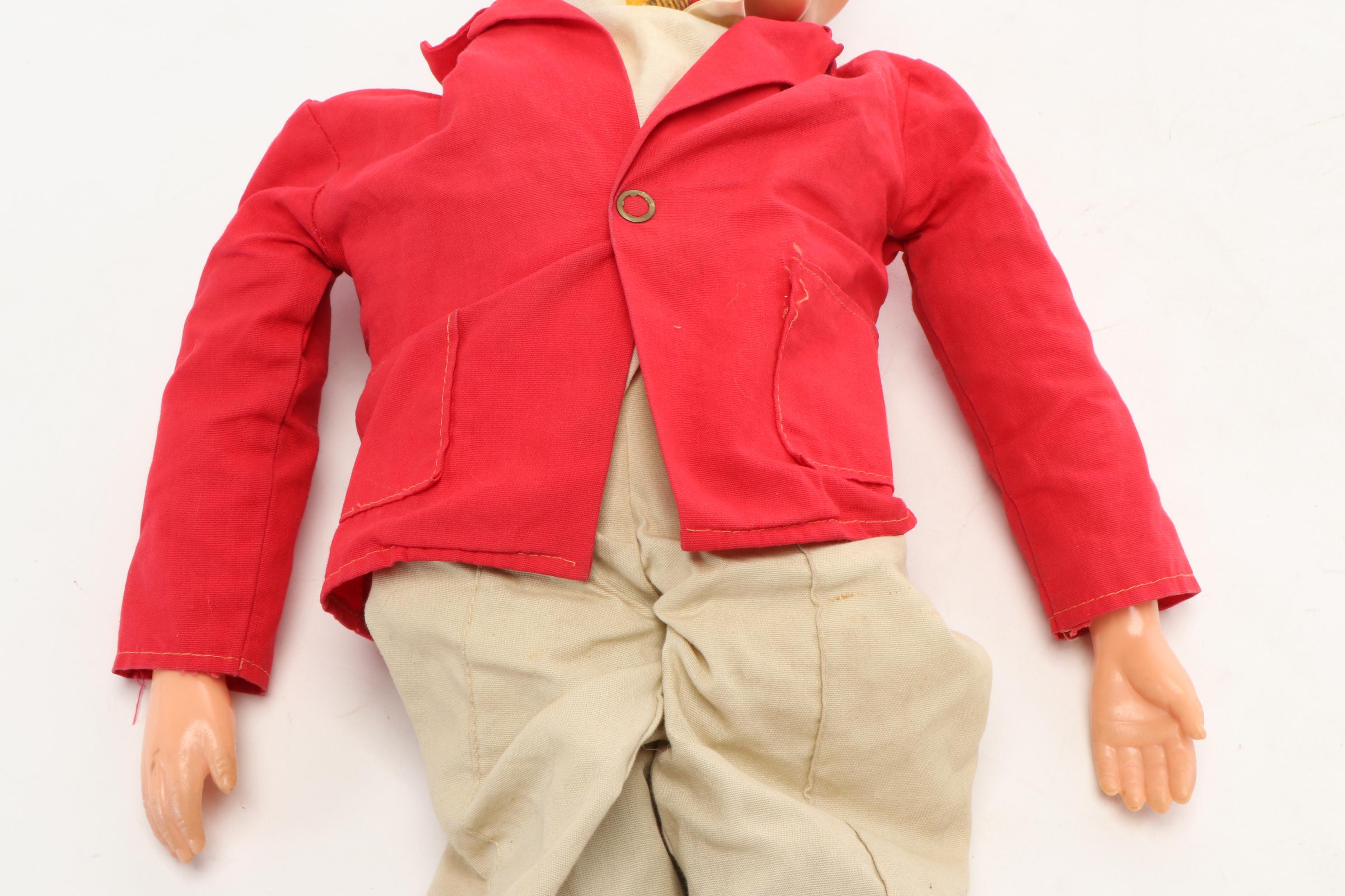 "Jerry Mahoney" Ventriloquist Puppet Doll, Original Clothing, Mid-20th Century