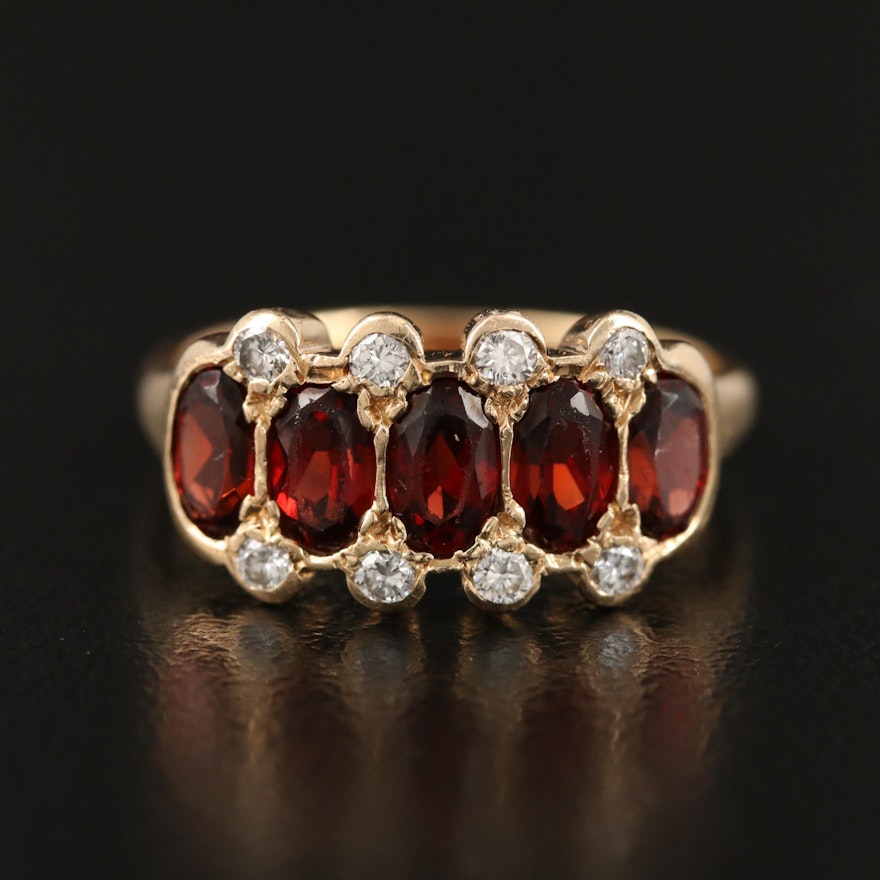 14K Garnet and Diamond Ring