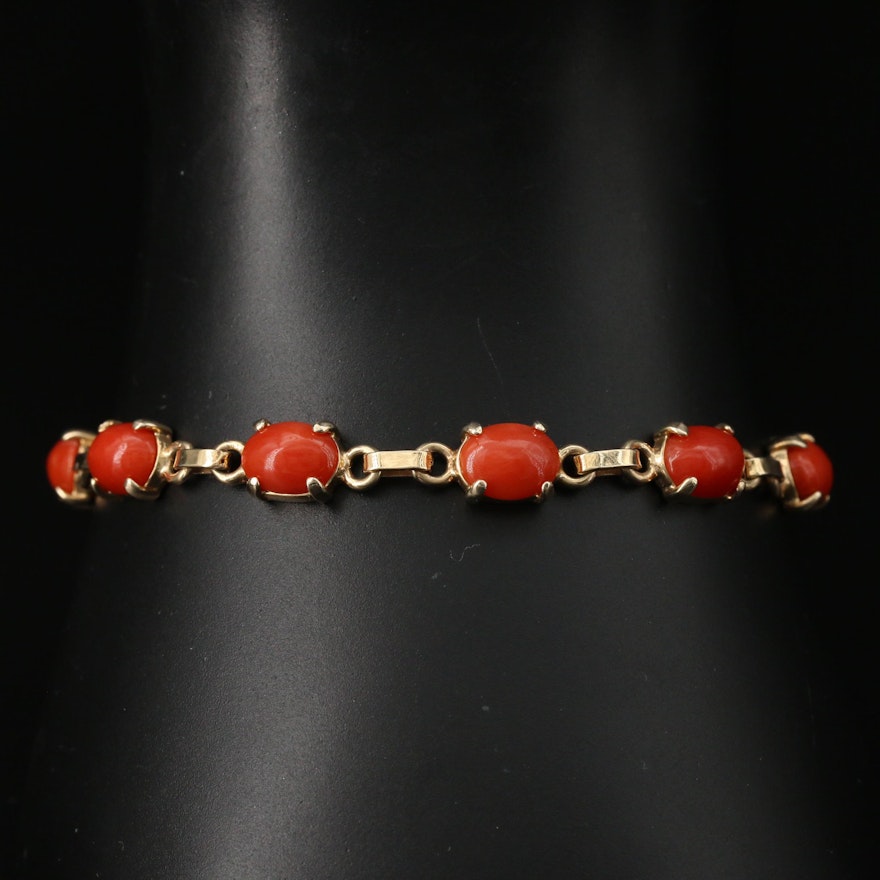 14K Coral Link Bracelet