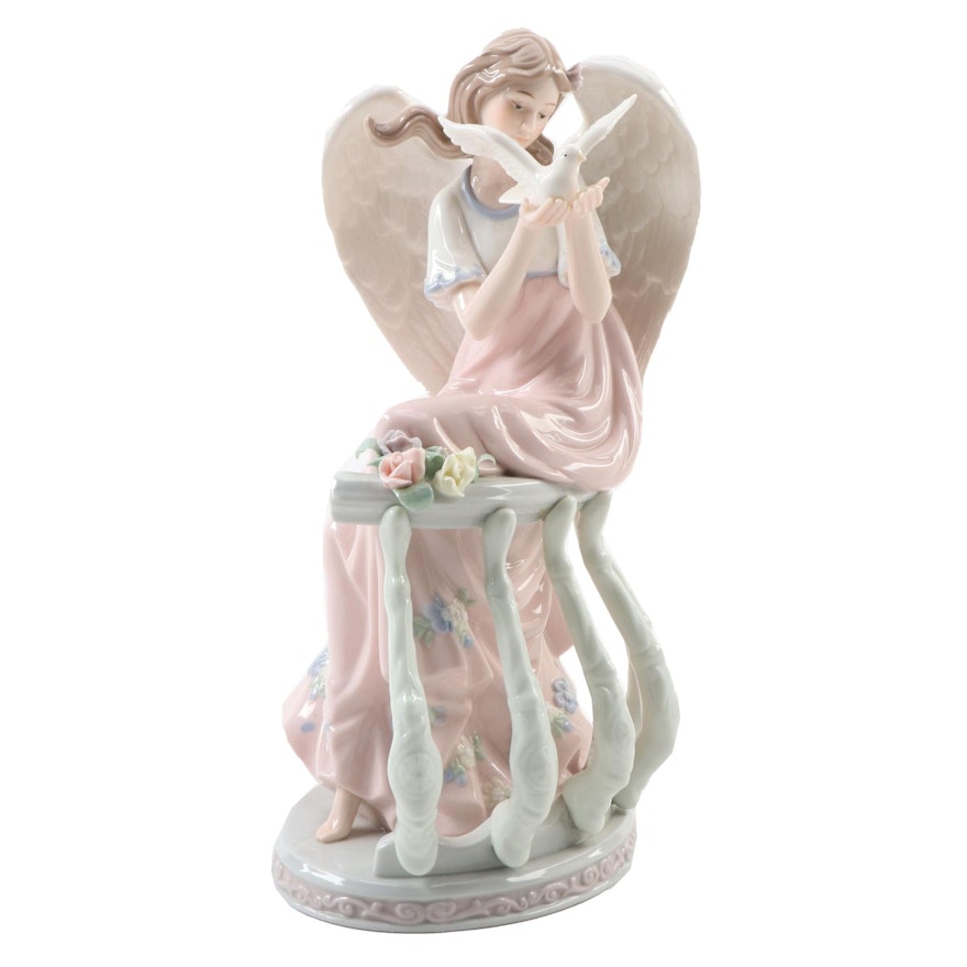 Makers Mark Porcelain Angel with Dove Figural, 21st Century