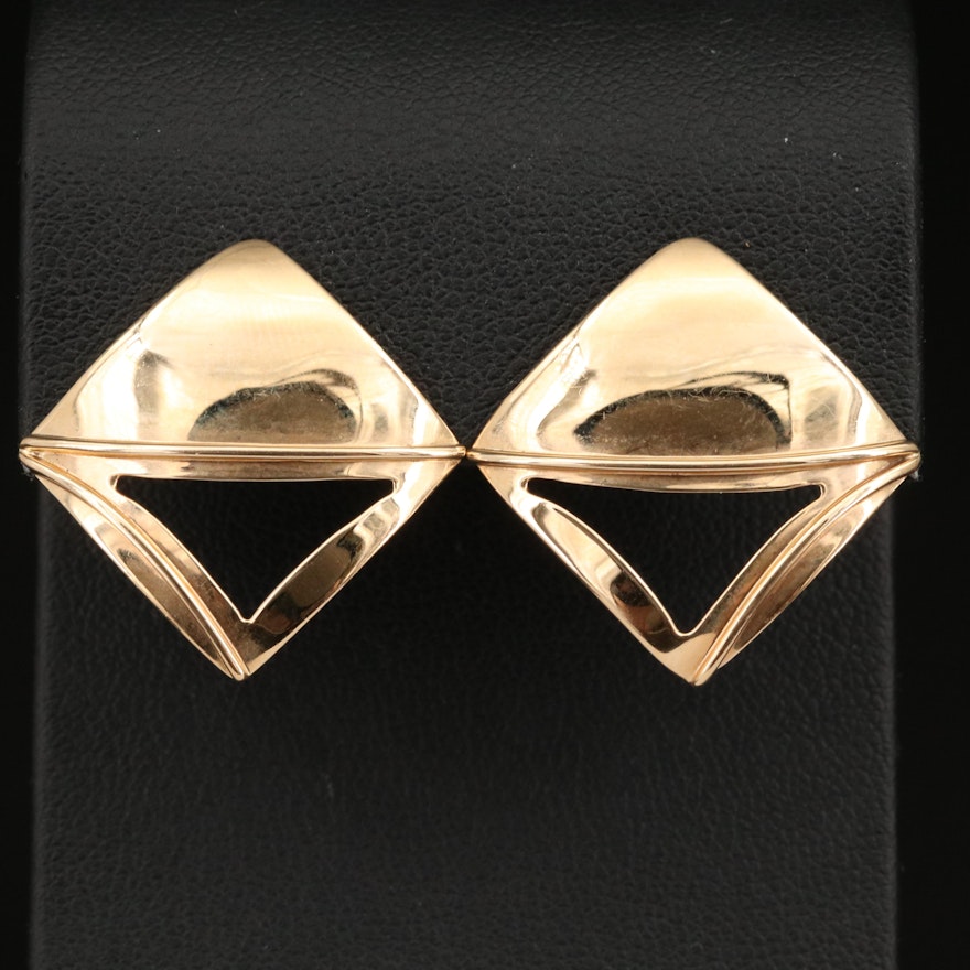 14K Geometric Motif Earrings