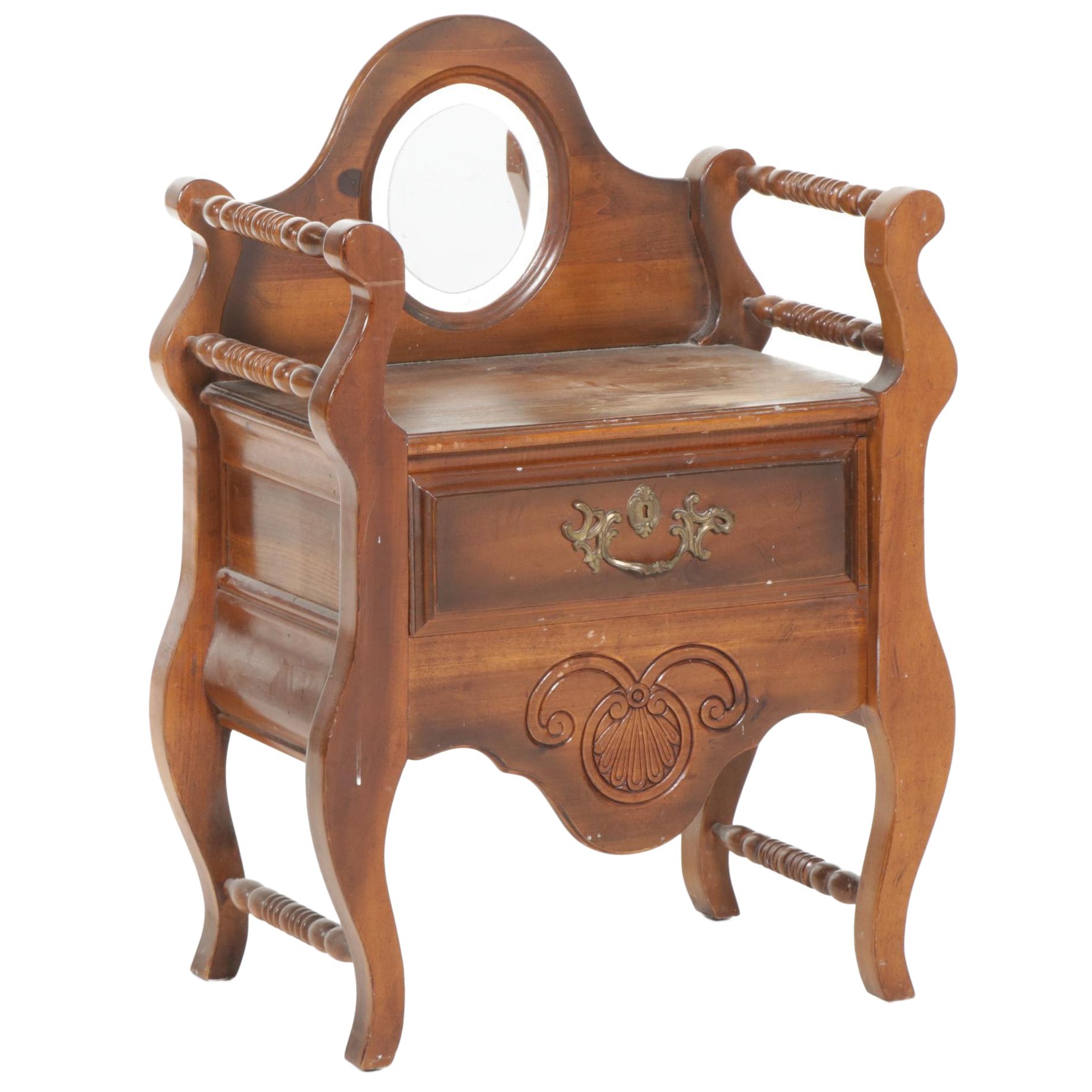 French Provincial Style Wooden Vanity Stand with Drawer and Mirror