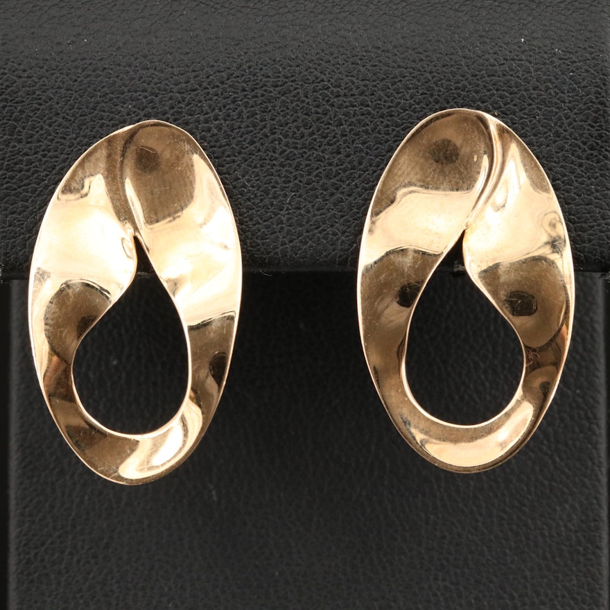 14K Oval Contour Earrings