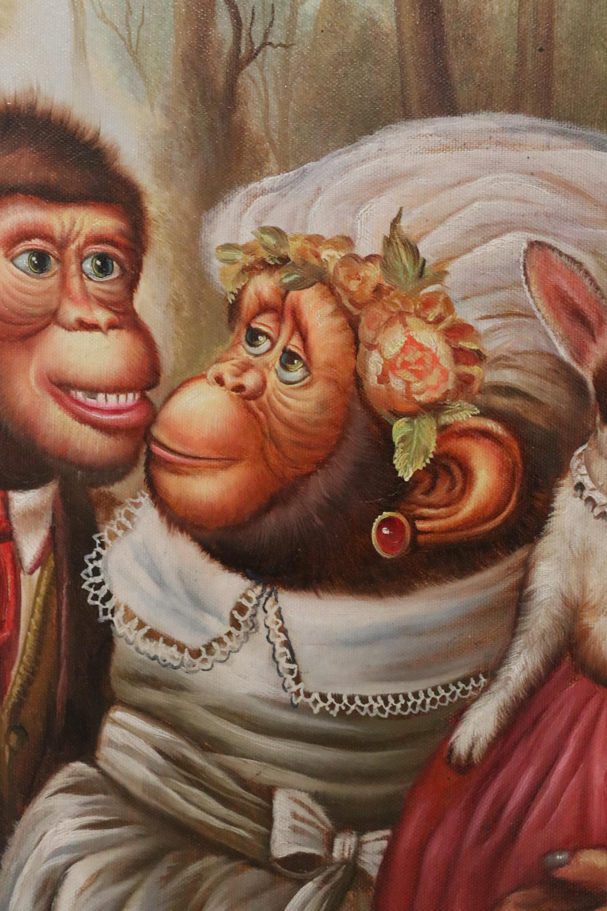 Oil Painting after Donald Roller Wilson "The Wedding of Jimmy and Naughty Betty"