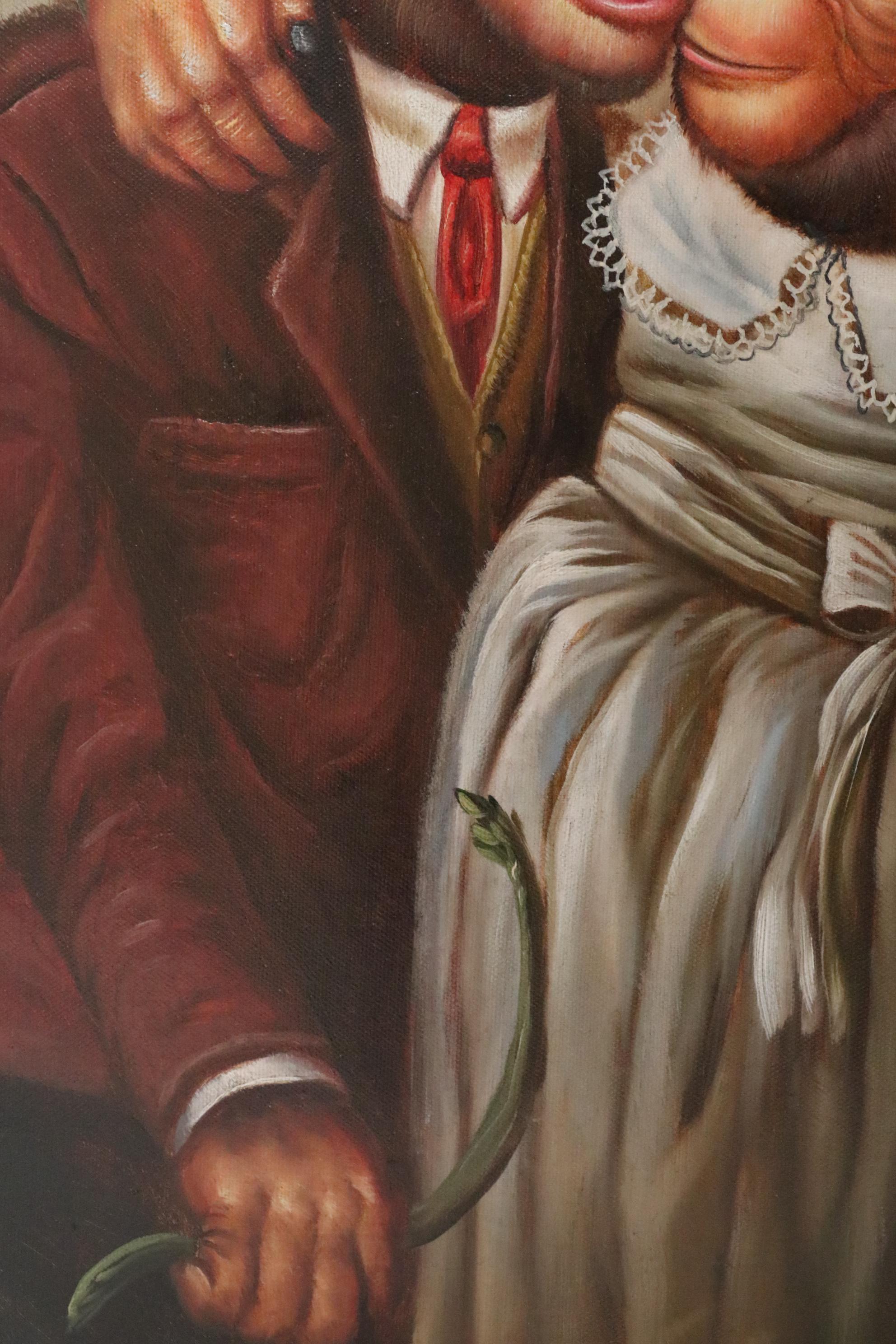 Oil Painting after Donald Roller Wilson "The Wedding of Jimmy and Naughty Betty"