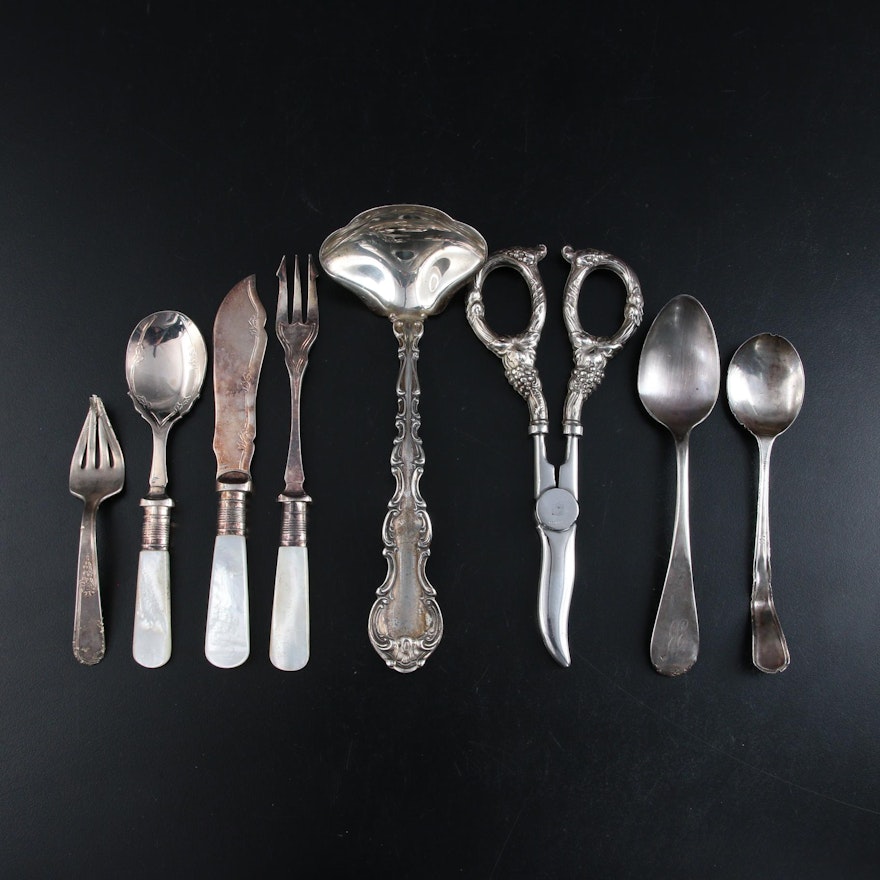 Gorham Sterling Silver Ladle and Other Sterling and Silver Plate Utensils