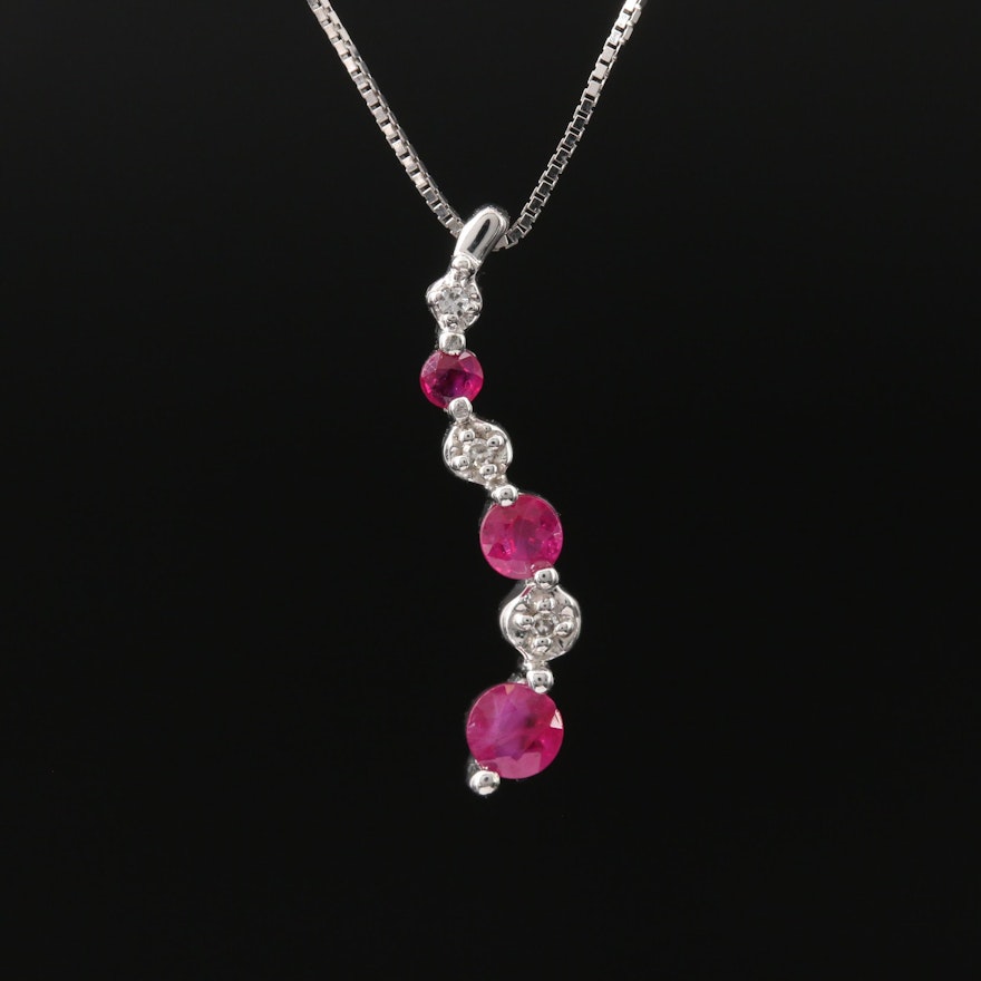 10K Ruby and Diamond Necklace