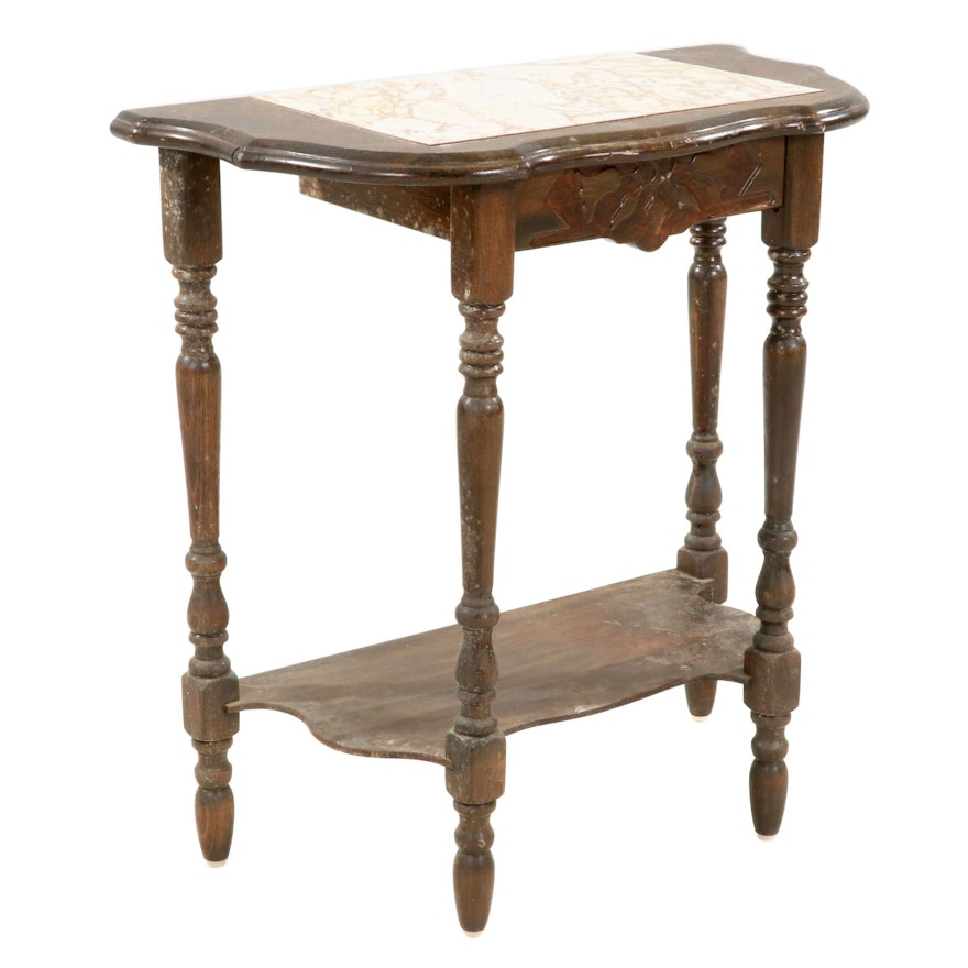 Carved Wood Hall Accent Table