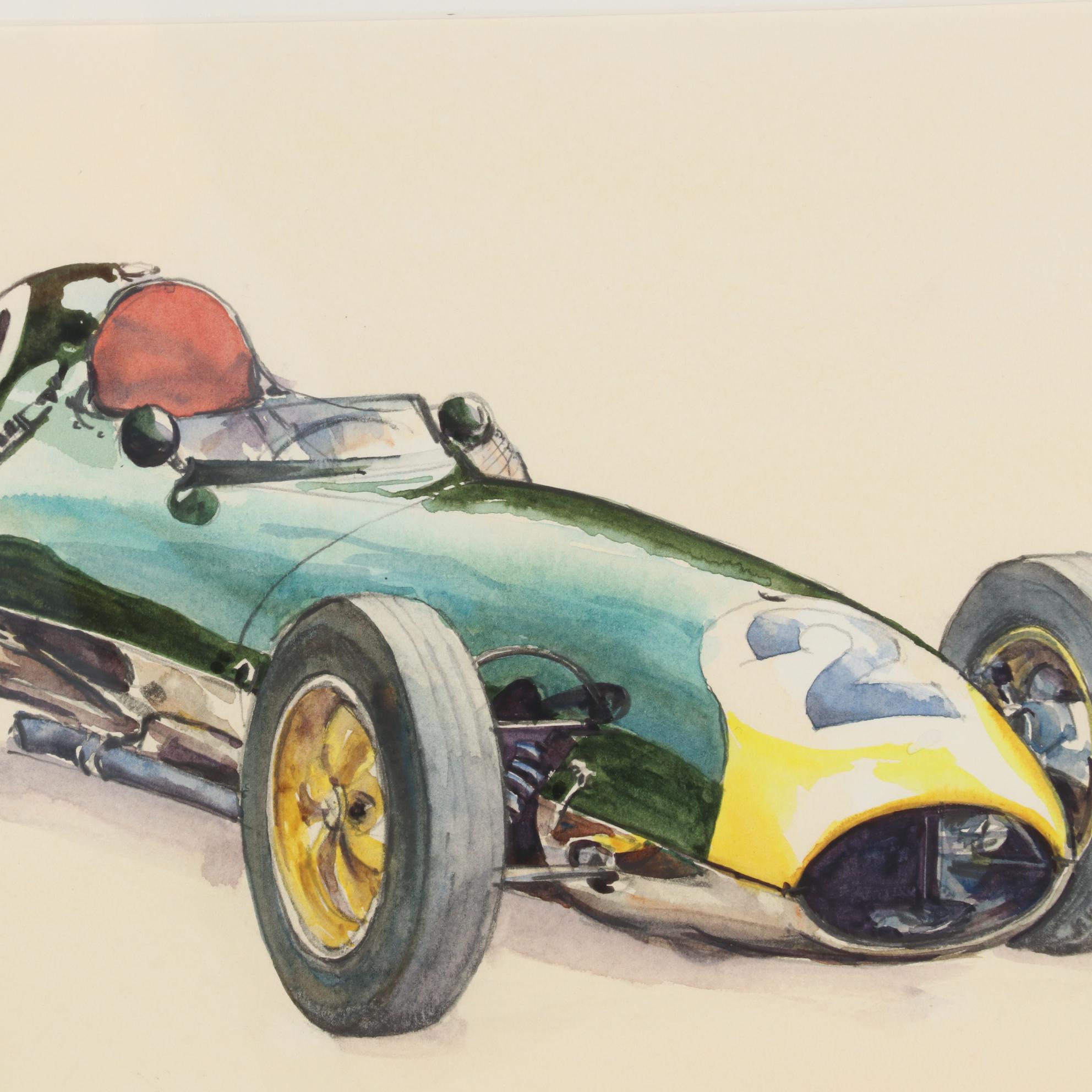 Ian McGowan Watercolor Painting "Lotus 16 Formula 1," 2021