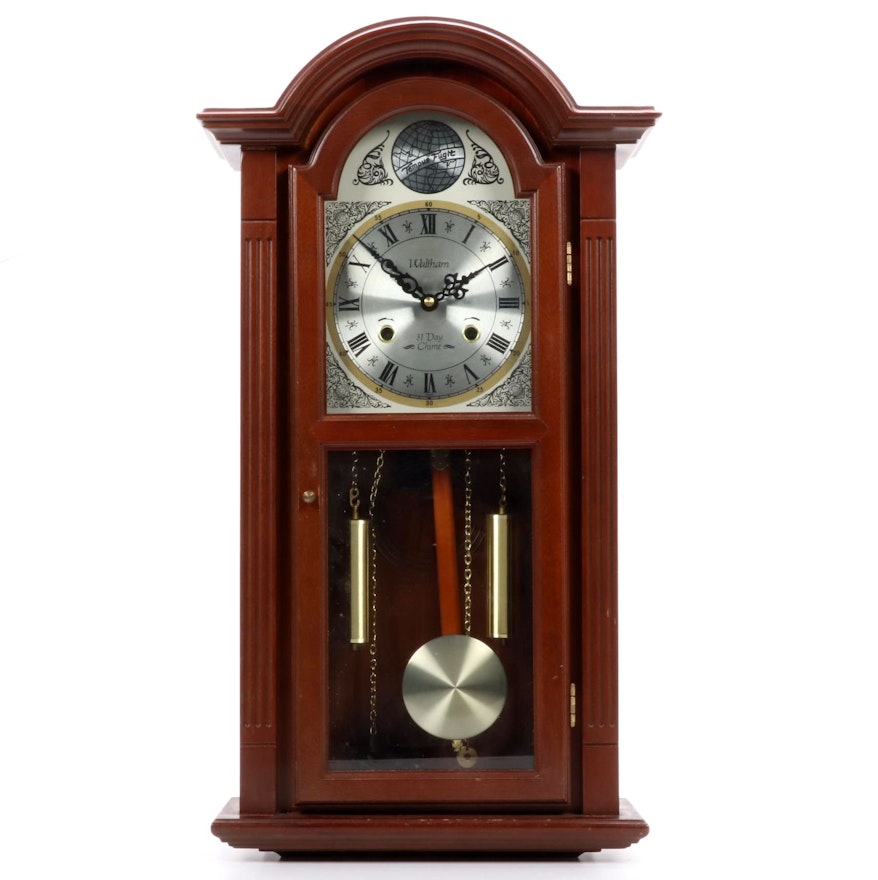 Waltham Cherry Case Tempus Fugit Wall Clock, Late 20th Century