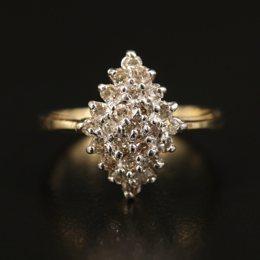 14K Diamond Cluster Ring