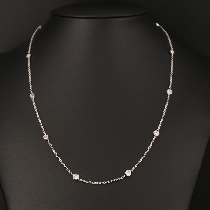 14K 1.10 CTW Diamond Station Necklace