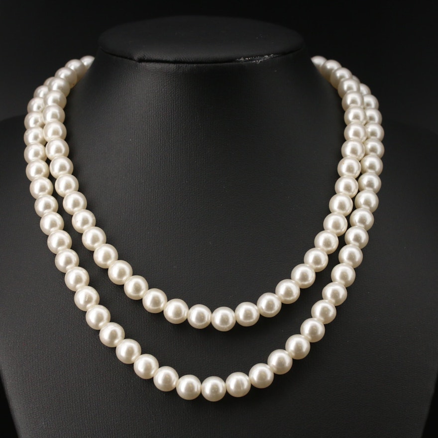 Endless Faux Pearl Necklace