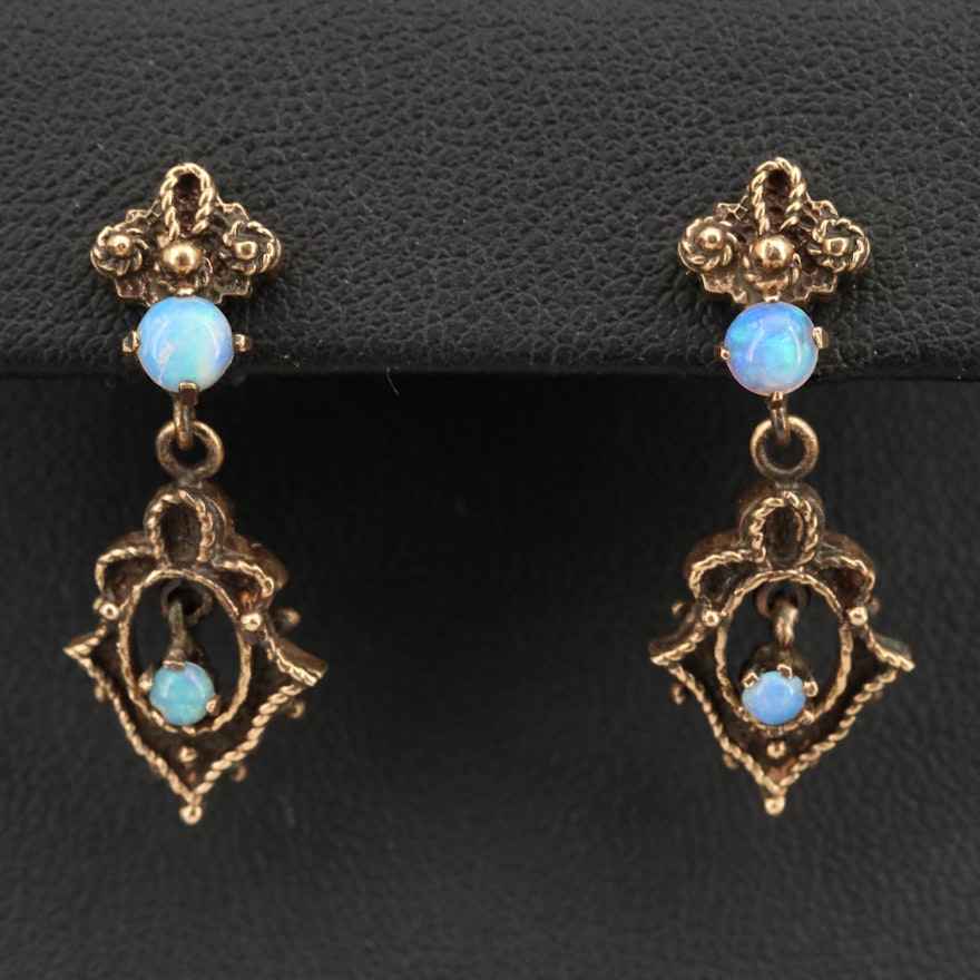 Vintage Inspired 14K Opal Dangle Earrings