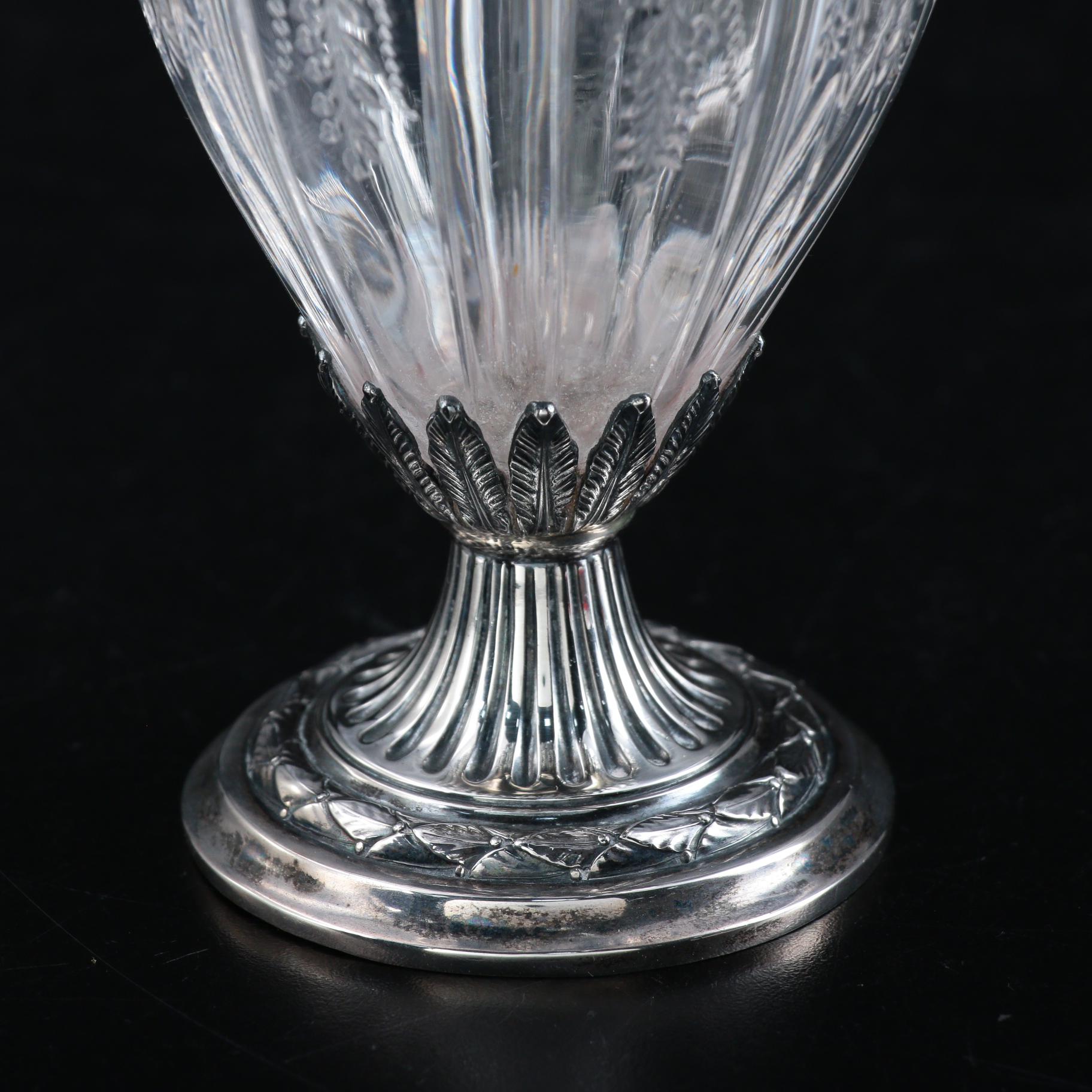 Theodore B. Starr Mounted Sterling Silver Glass Vase, Late 19th/Early 20th C.