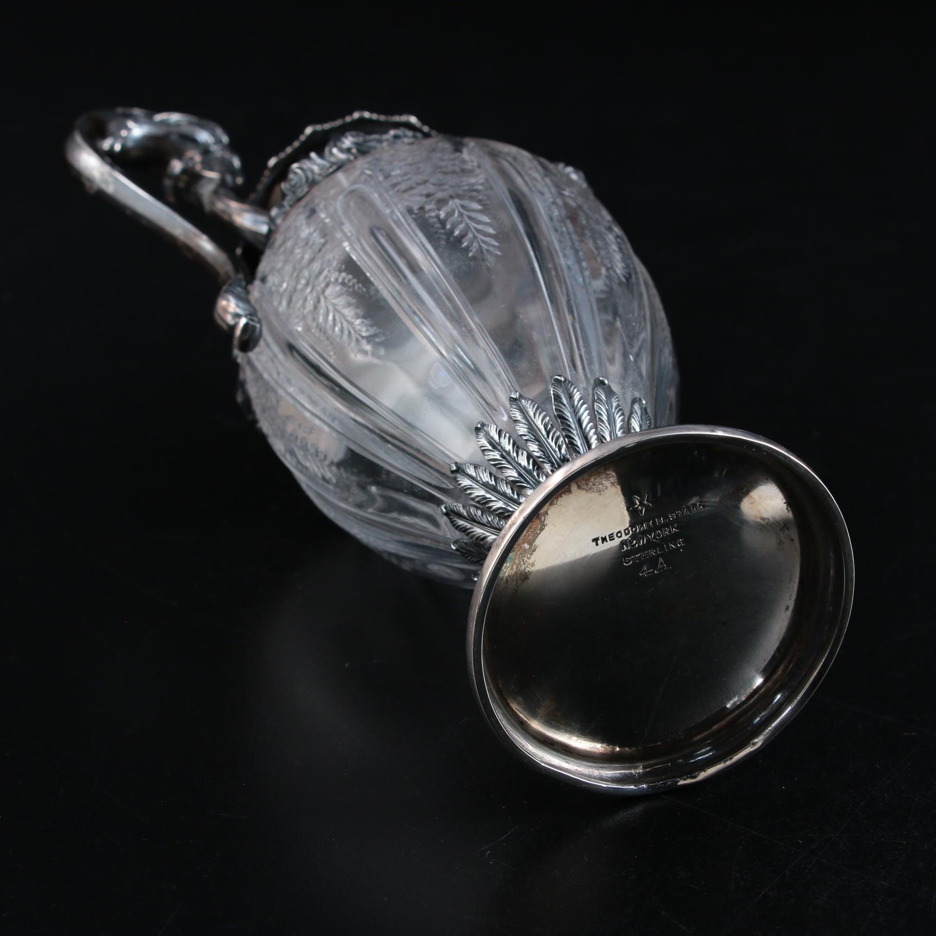 Theodore B. Starr Mounted Sterling Silver Glass Vase, Late 19th/Early 20th C.