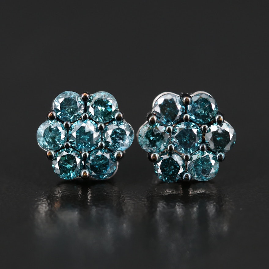 14K 1.45 CTW Diamond Cluster Earrings