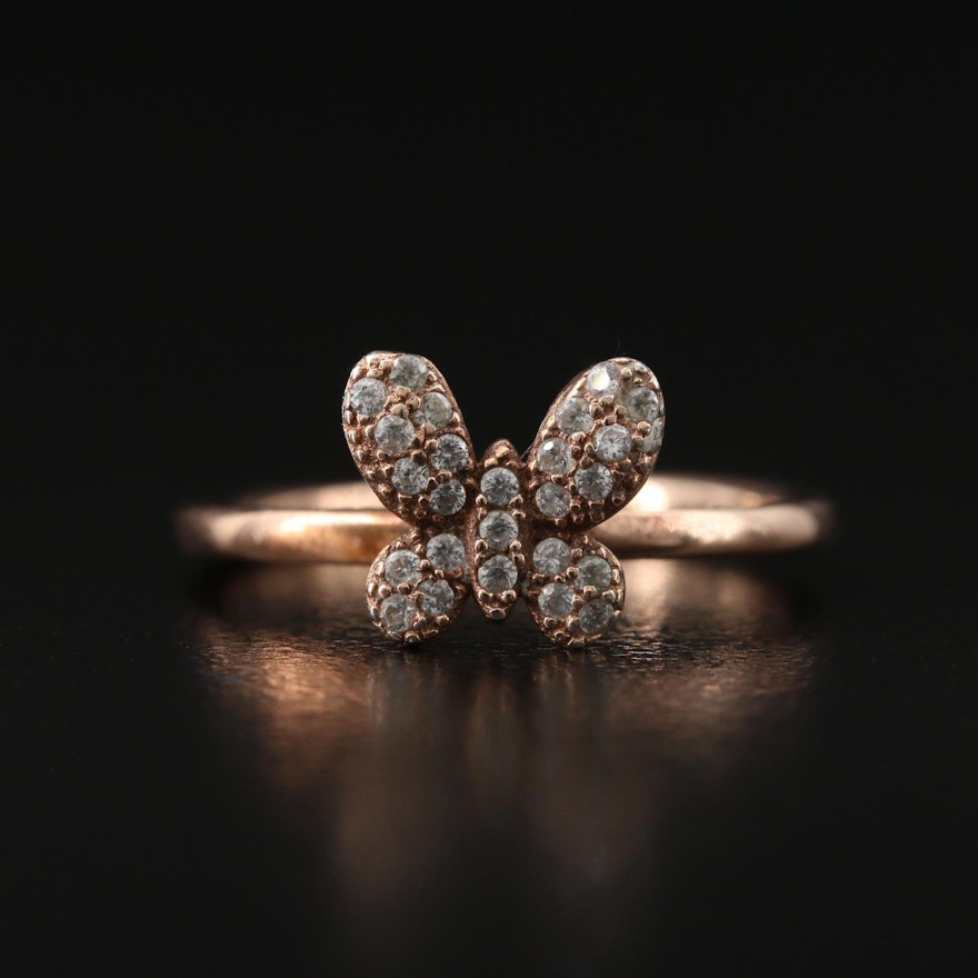 Sterling Butterfly Ring with Cubic Zirconia