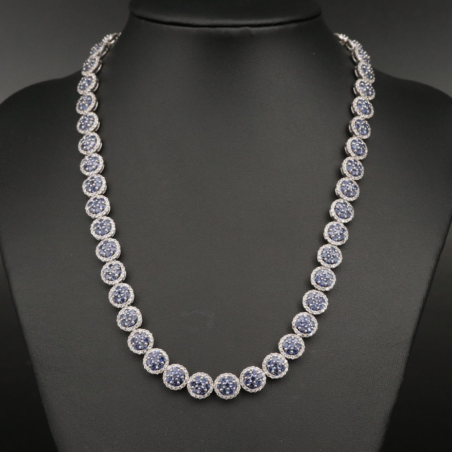 Sterling Silver Tanzanite and Topaz Collar Necklace