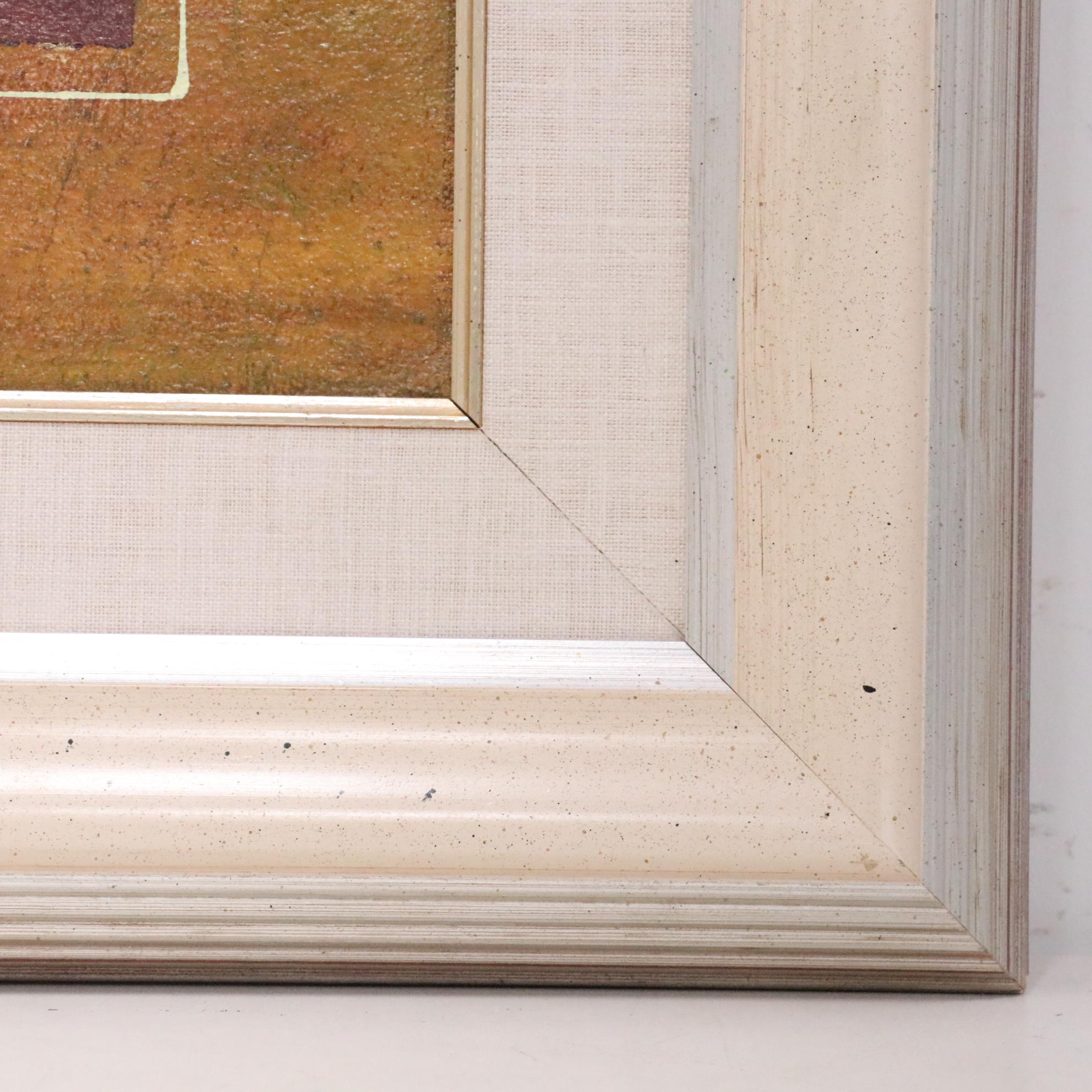 Moshe Katz Abstract Figural Mixed Media Painting, 1990