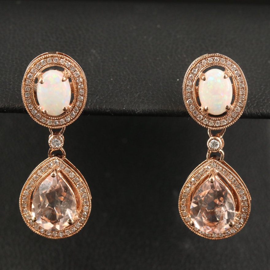 EFFY 14K Morganite, Opal and Diamond Dangle Earrings
