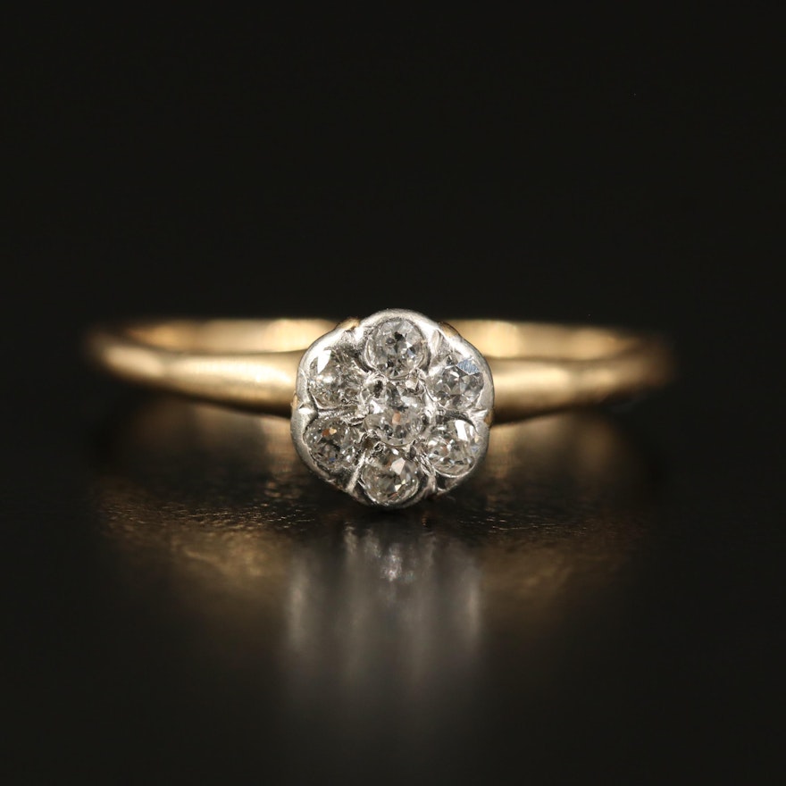 14K Diamond Cluster Ring