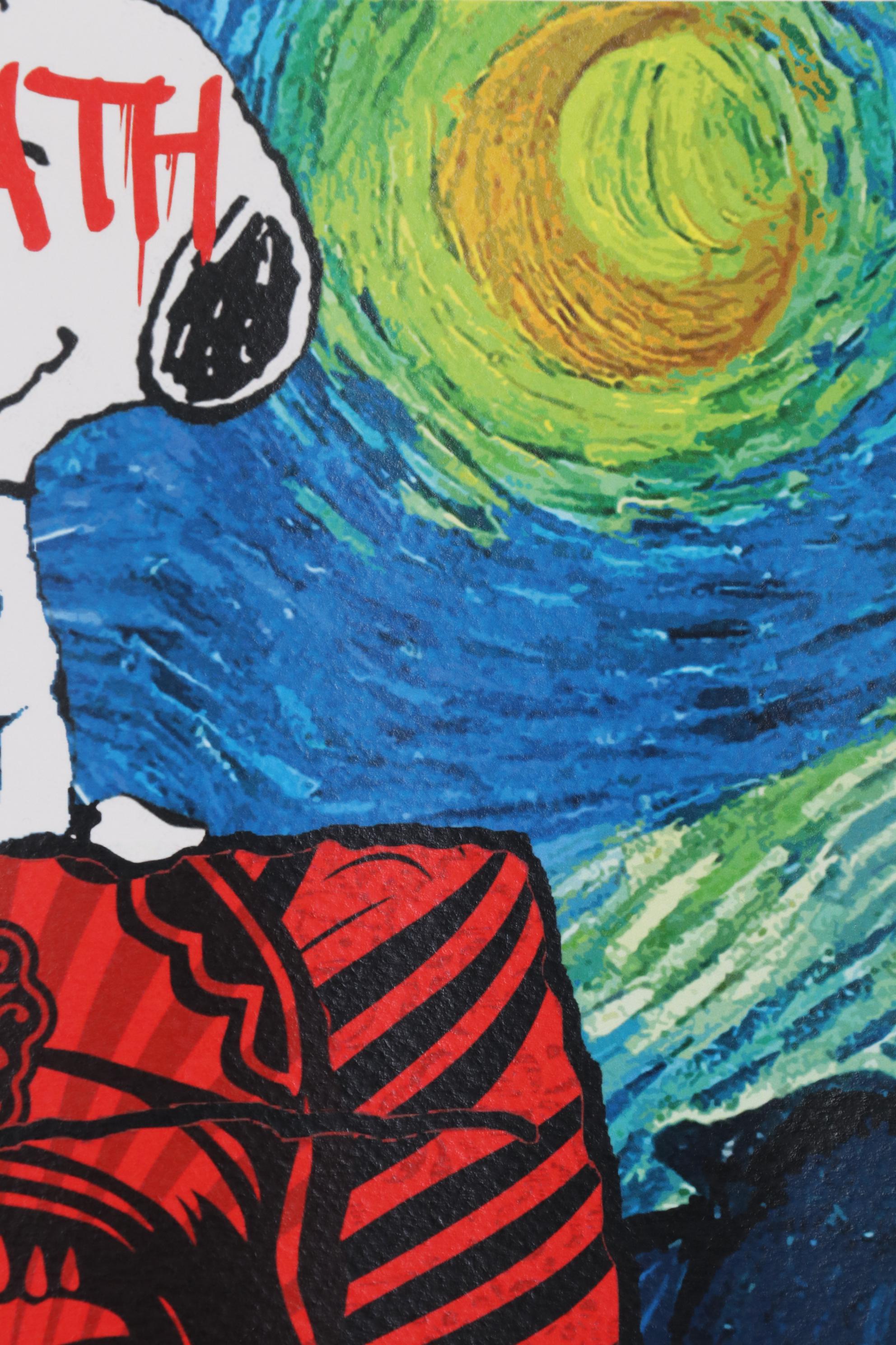 Death NYC Pop Art Offset Print of Snoopy and Starry Night, 2020