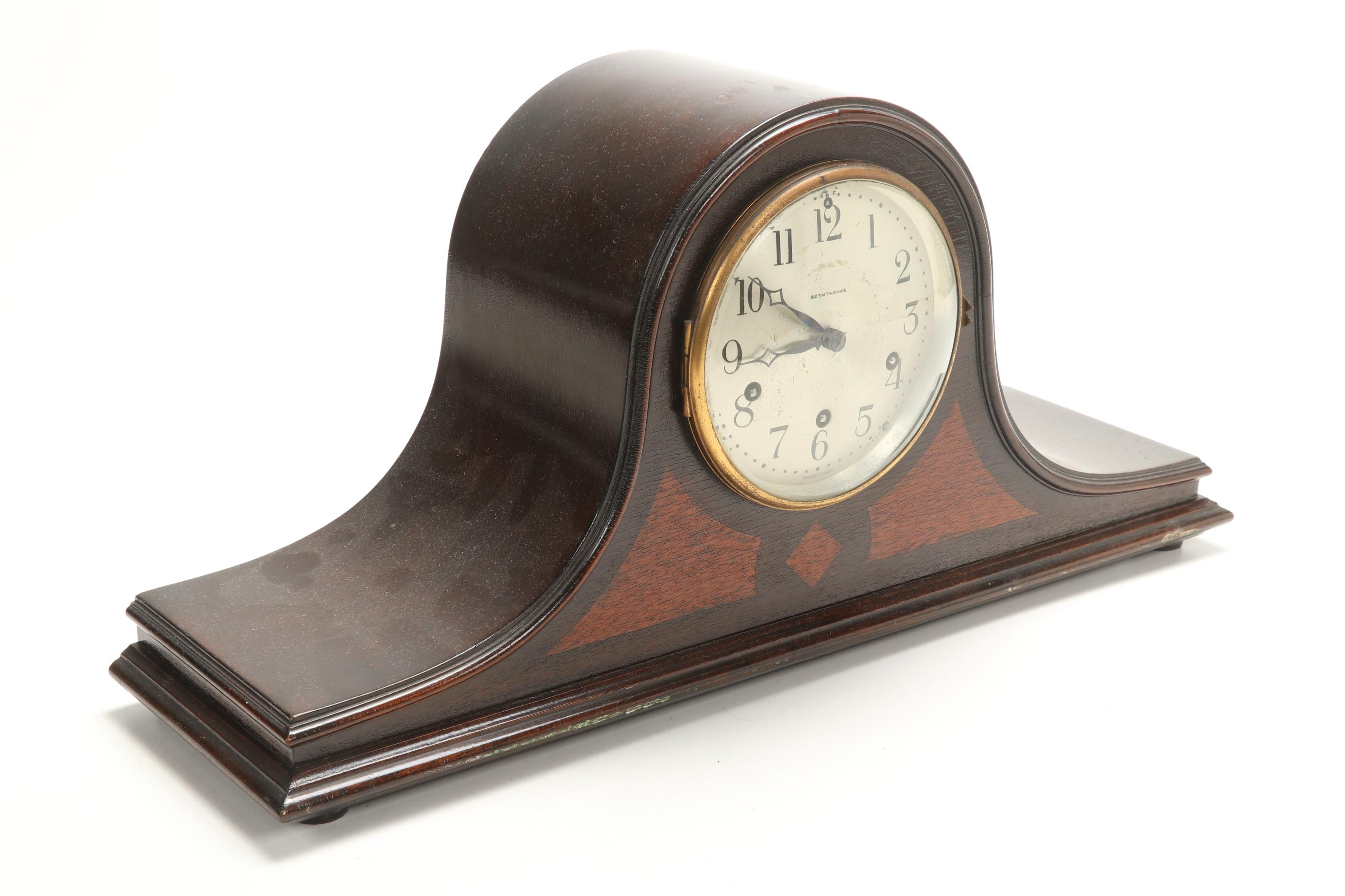 Seth Thomas No. 124 Mahogany Dome Top Mantel Clock, Mid 20th Century