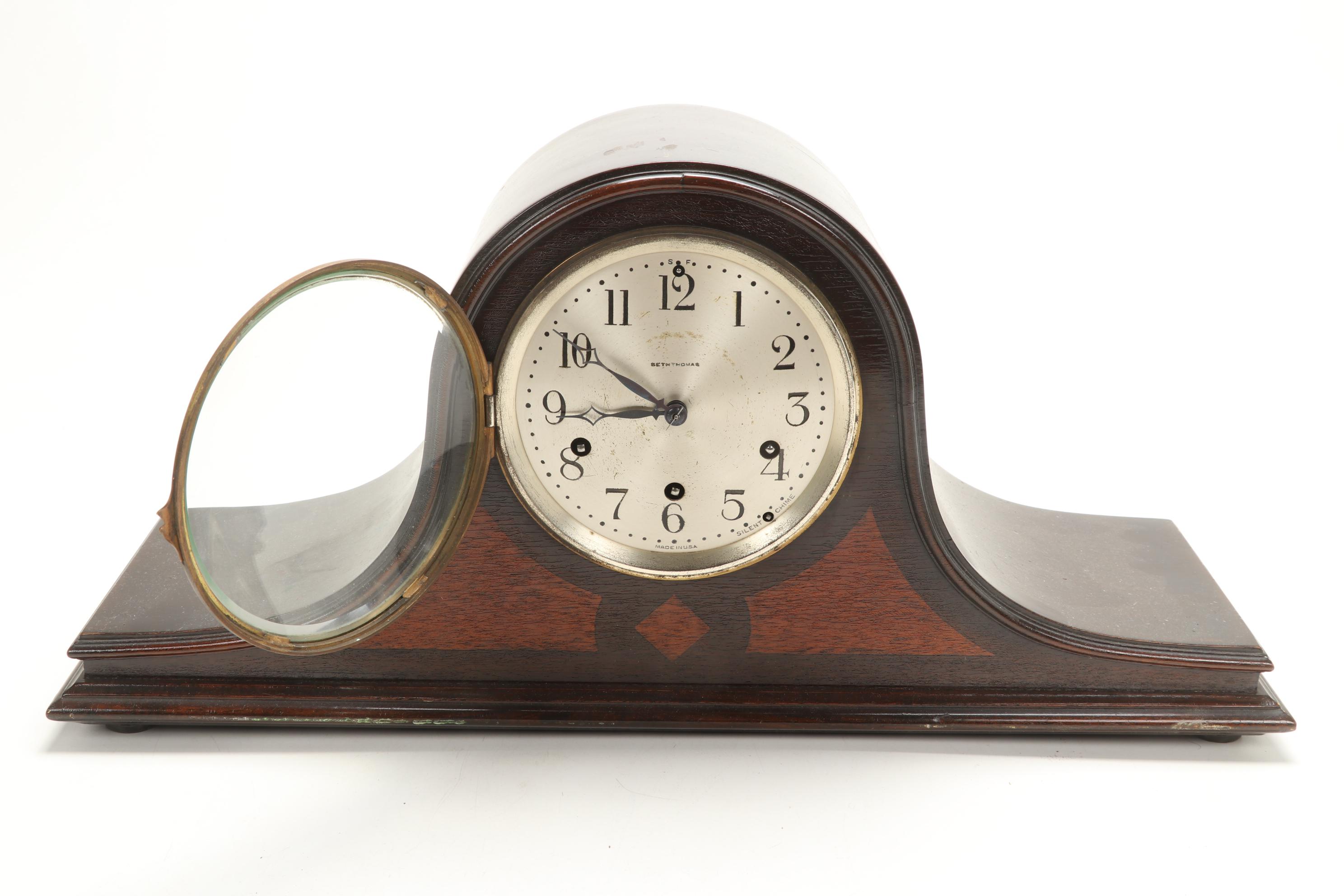 Seth Thomas No. 124 Mahogany Dome Top Mantel Clock, Mid 20th Century