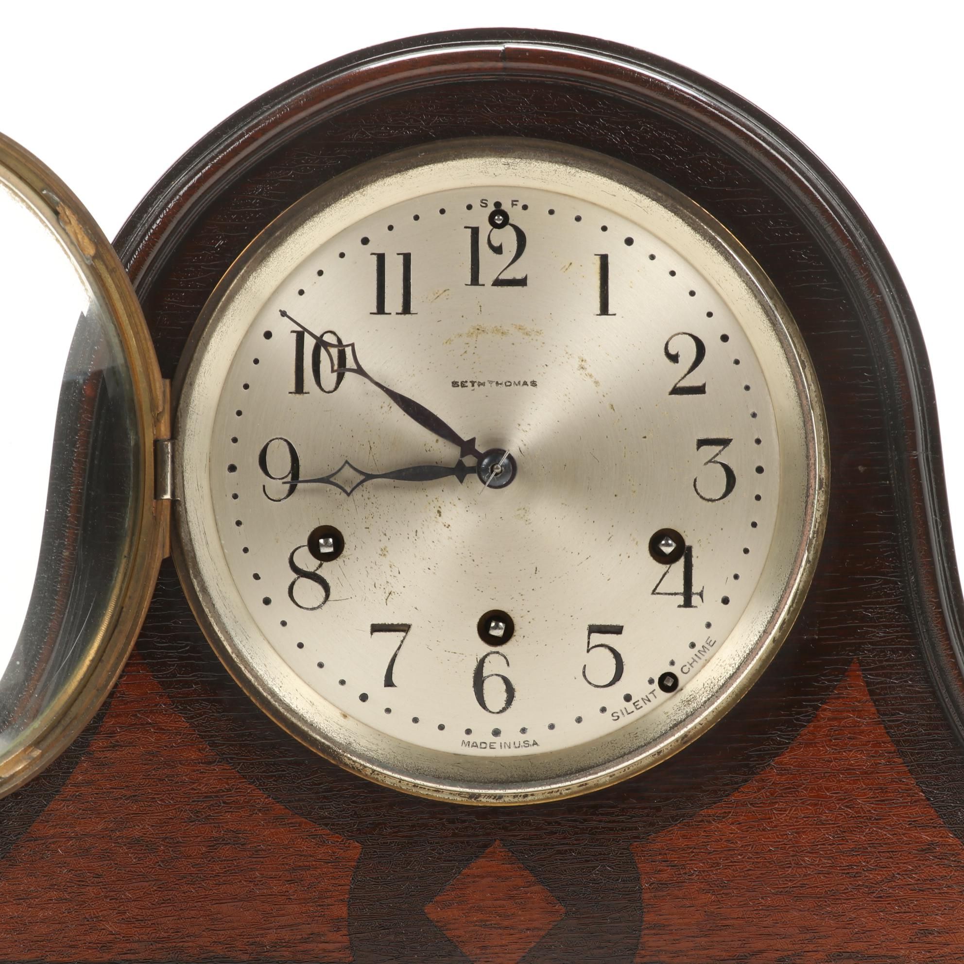 Seth Thomas No. 124 Mahogany Dome Top Mantel Clock, Mid 20th Century