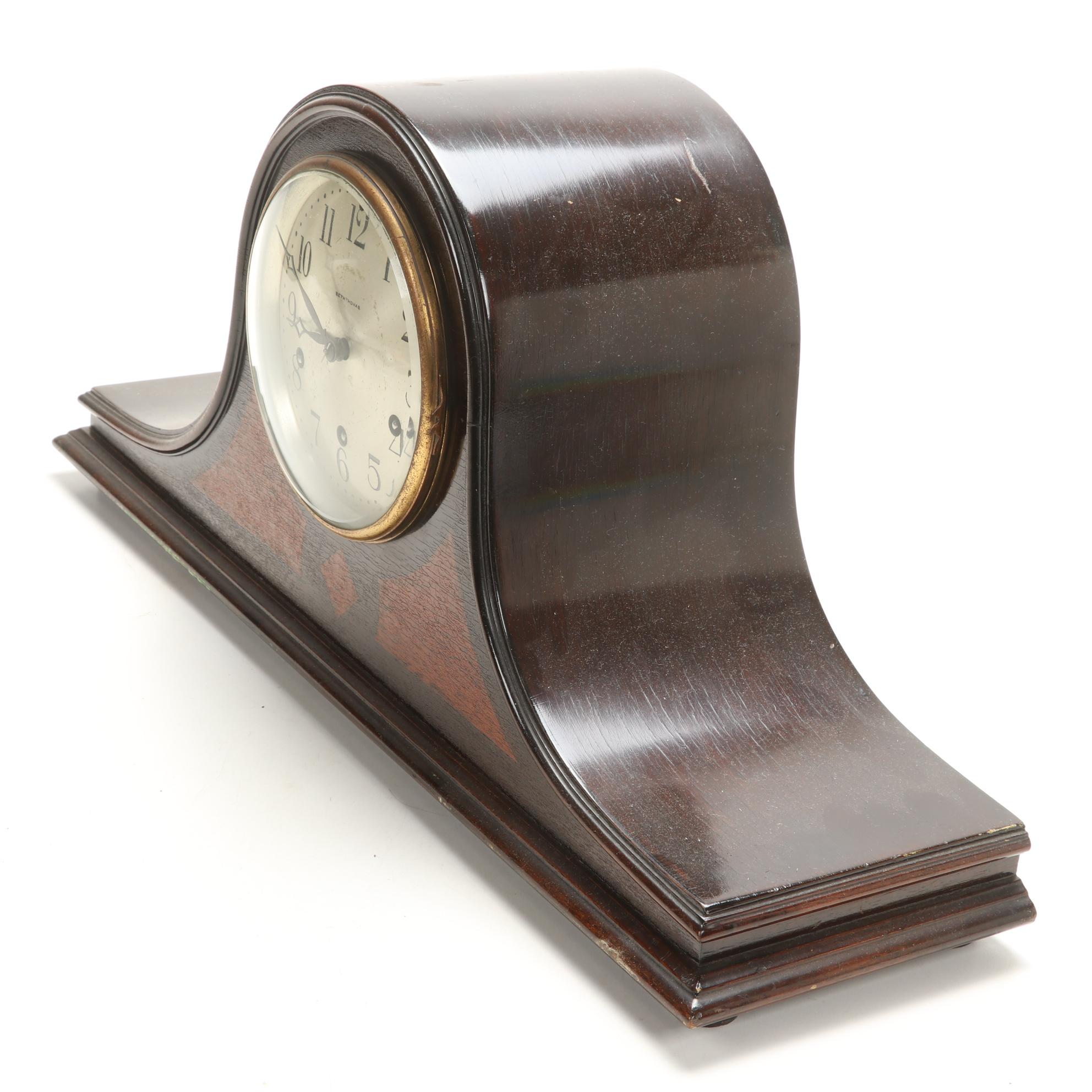 Seth Thomas No. 124 Mahogany Dome Top Mantel Clock, Mid 20th Century