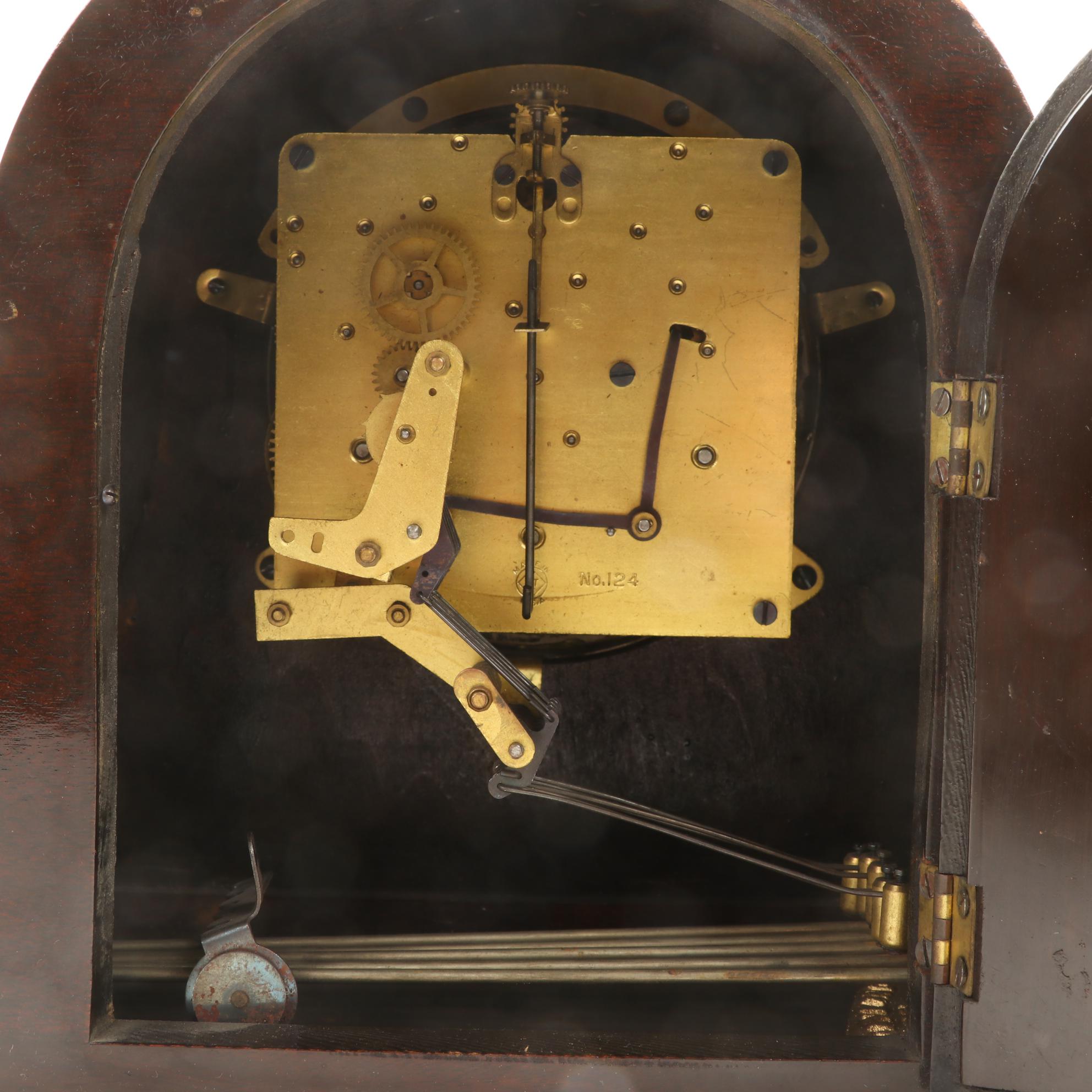 Seth Thomas No. 124 Mahogany Dome Top Mantel Clock, Mid 20th Century