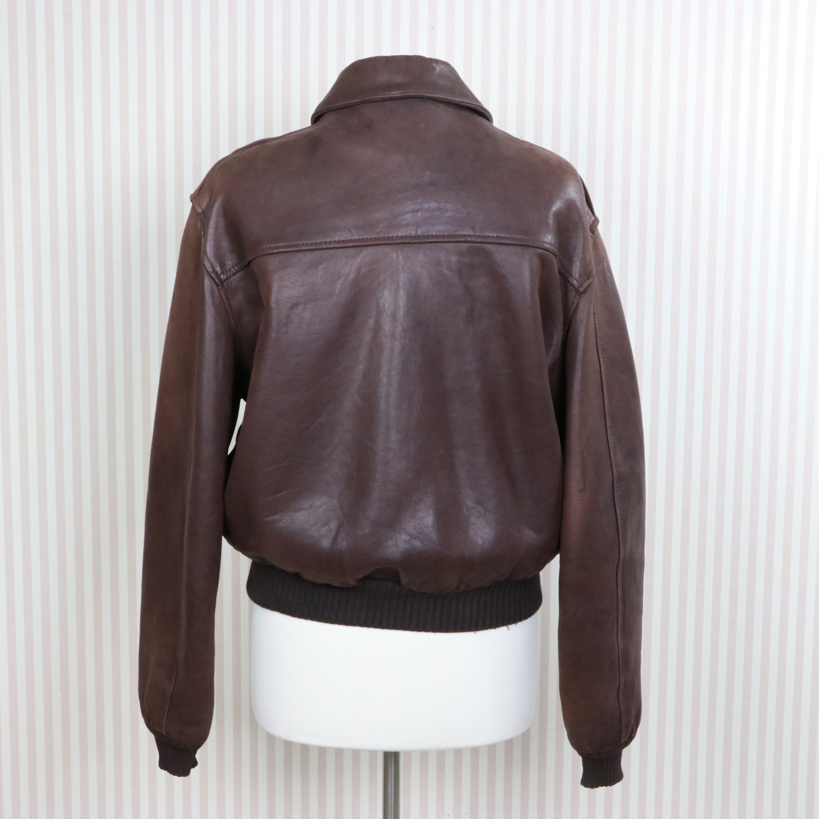 Men's Avirex Type A-2 Brown Leather Bomber Jacket