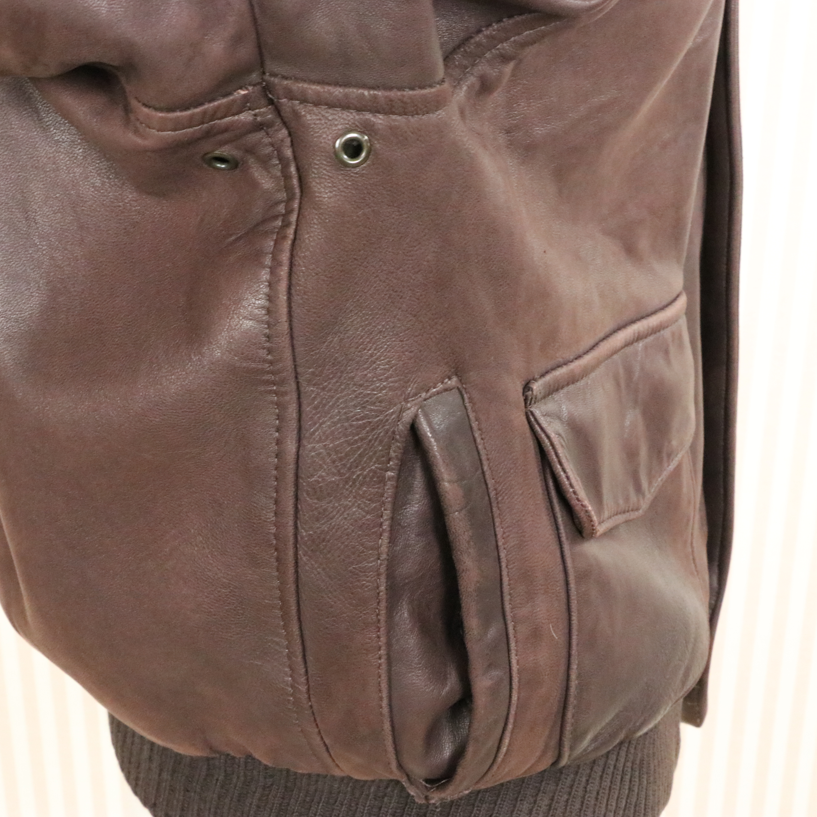 Men's Avirex Type A-2 Brown Leather Bomber Jacket