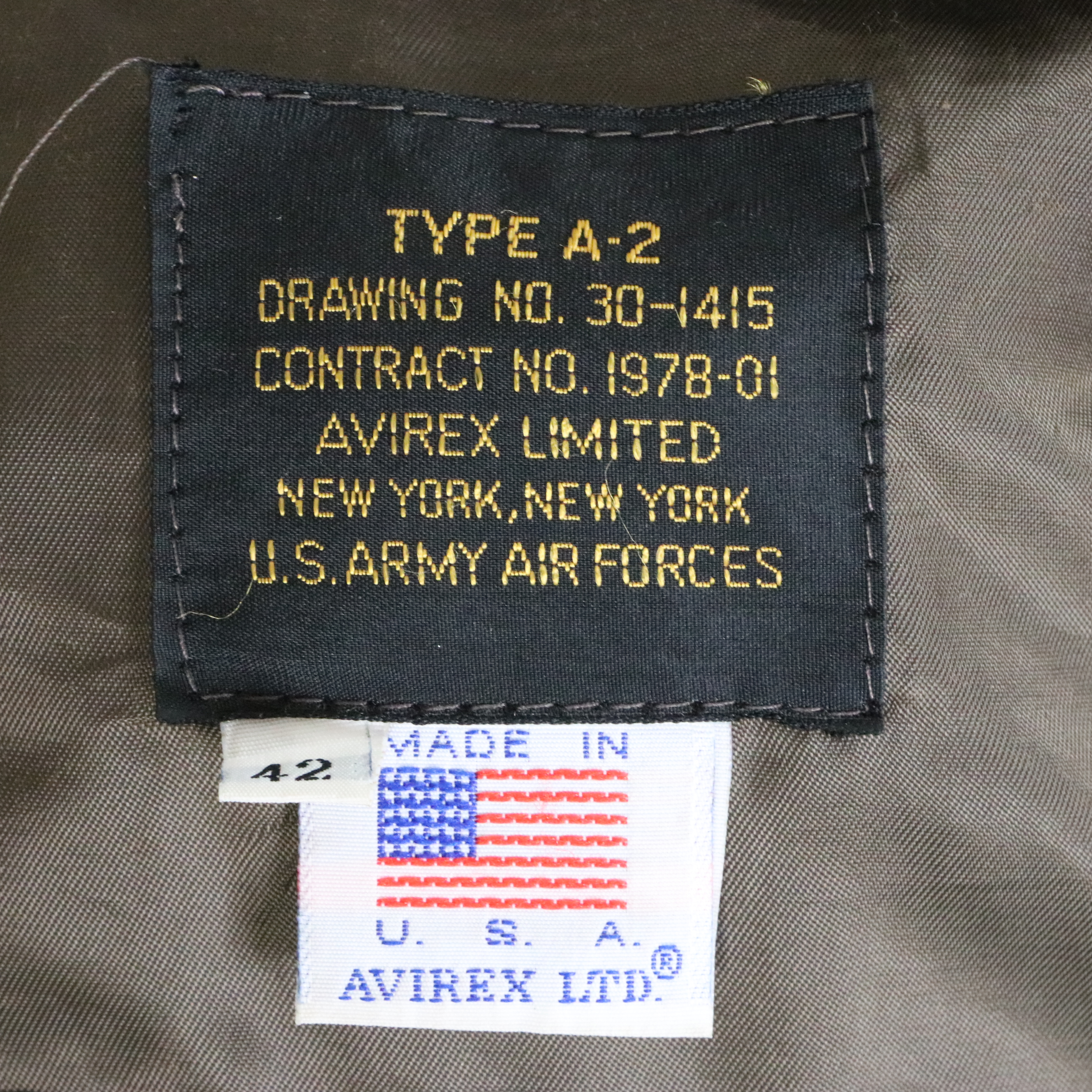 Men's Avirex Type A-2 Brown Leather Bomber Jacket