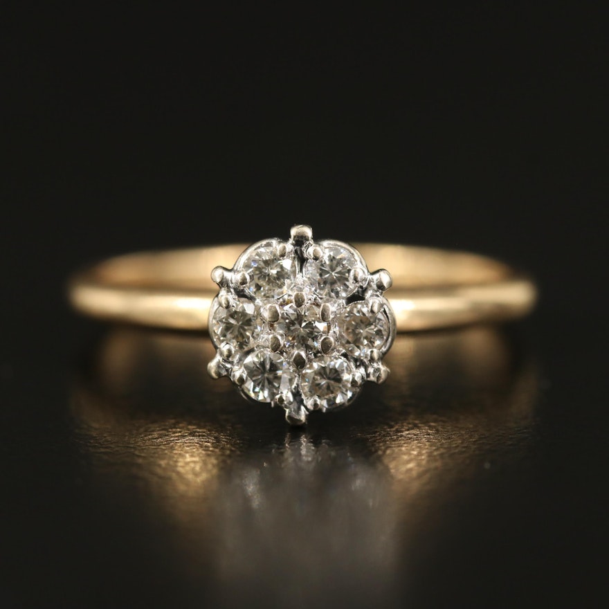 14K Diamond Cluster Ring