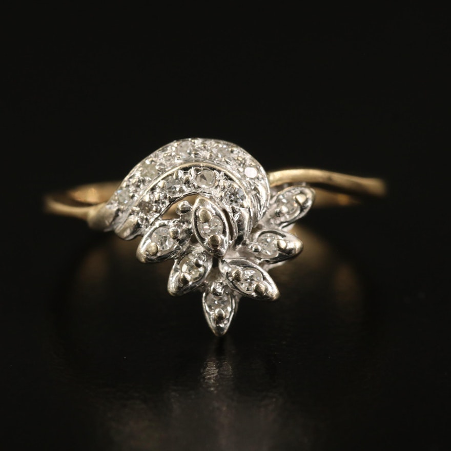 14K Diamond Cluster Ring