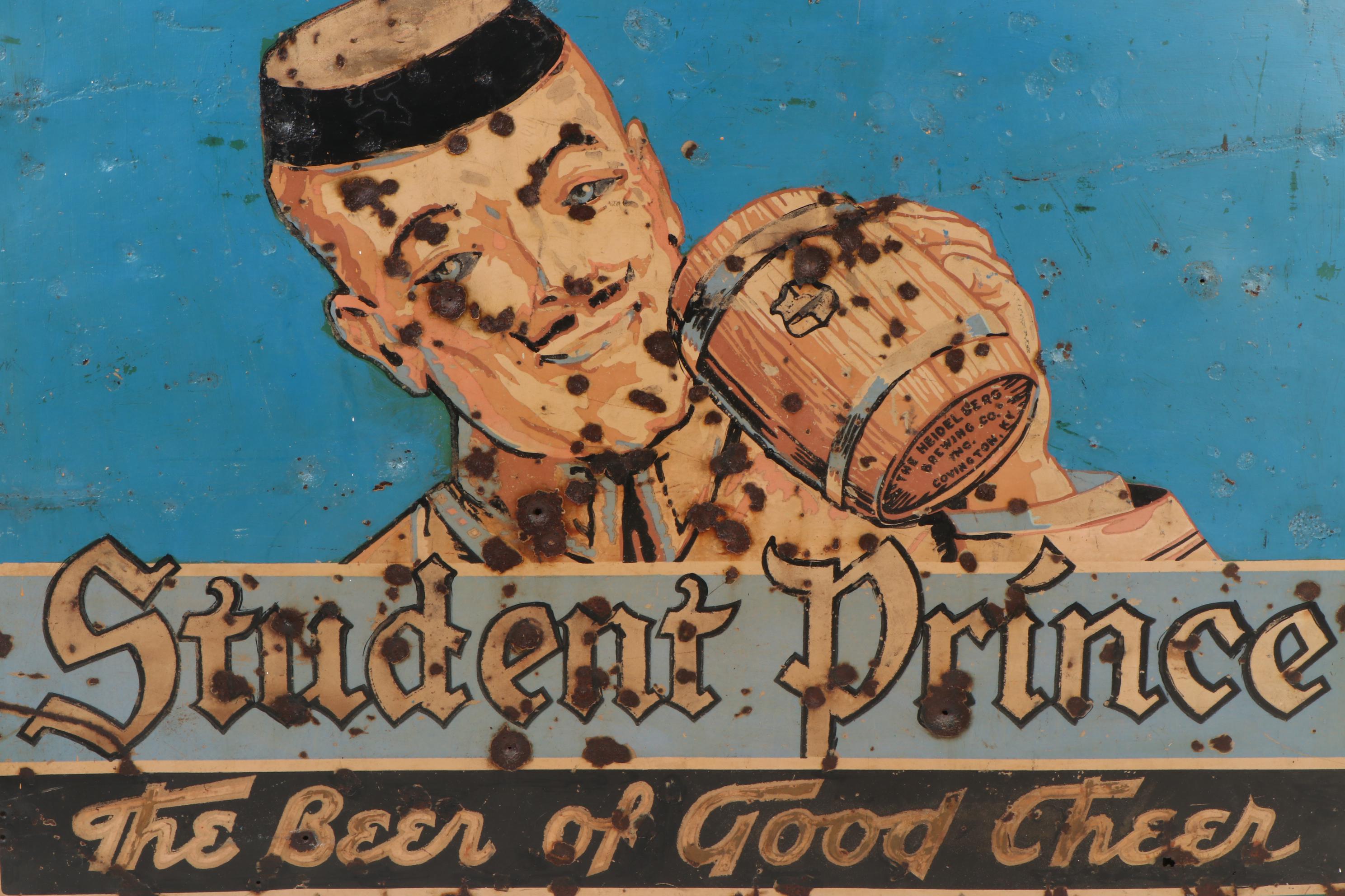 Heidelberg Brewing Co. "Student Prince" Metal Beer Sign, circa 1930