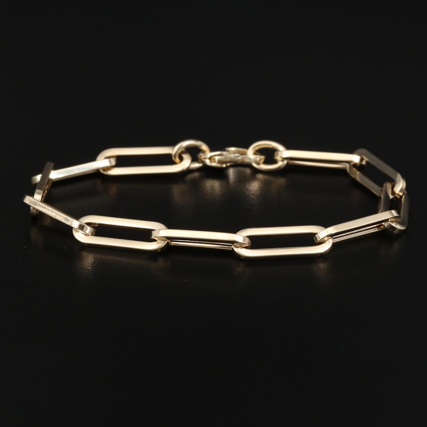 14K Oval Link Cable Chain Bracelet