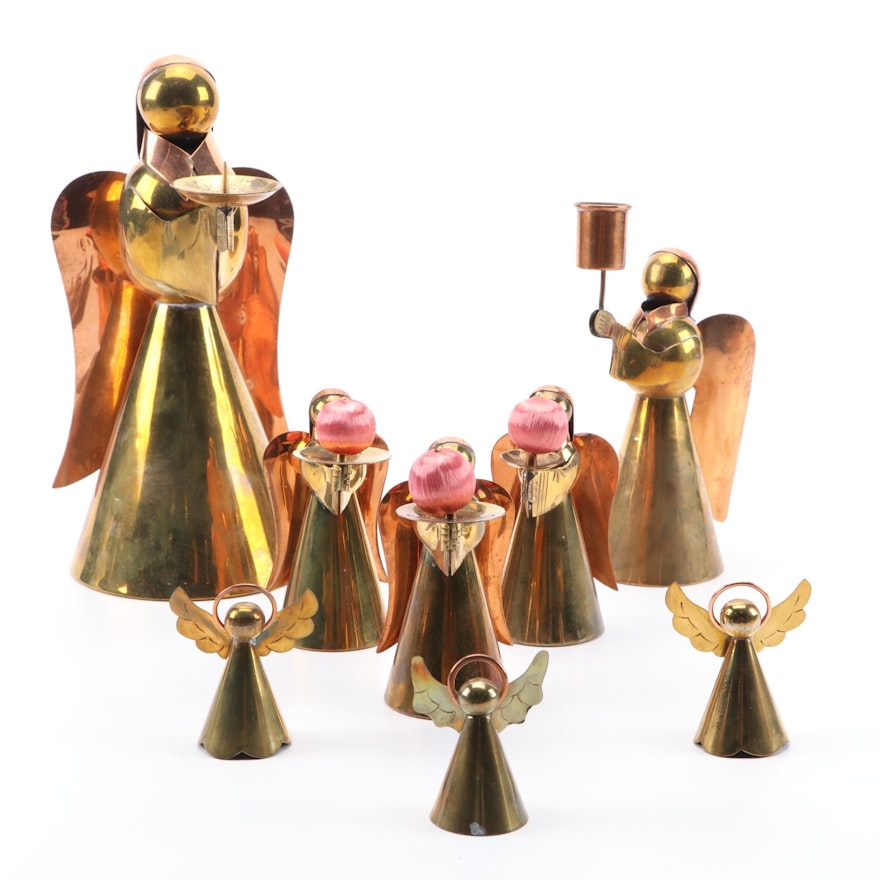 ADG, Pigeon Forge and Other Copper and Brass Angel Candleholders