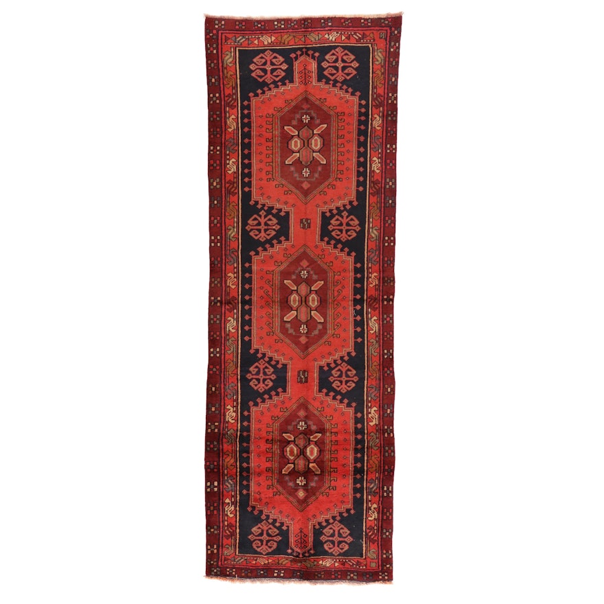 3'9 x 11'2 Hand-Knotted Persian Hamadon Carpet Runner