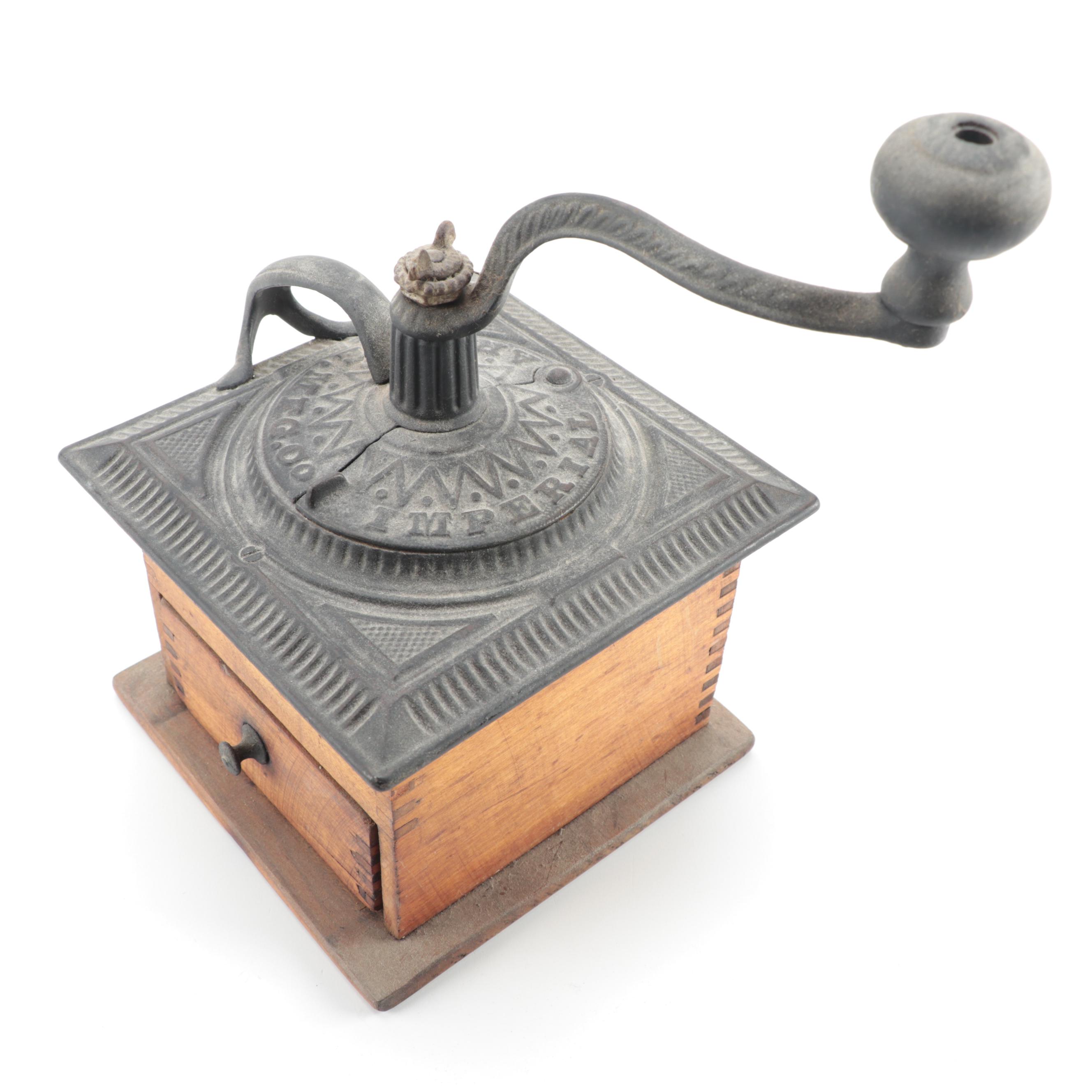 Imperial Arcade Co. Cast Iron and Wood Coffee Grinder, Late 19th/Early 20th C.