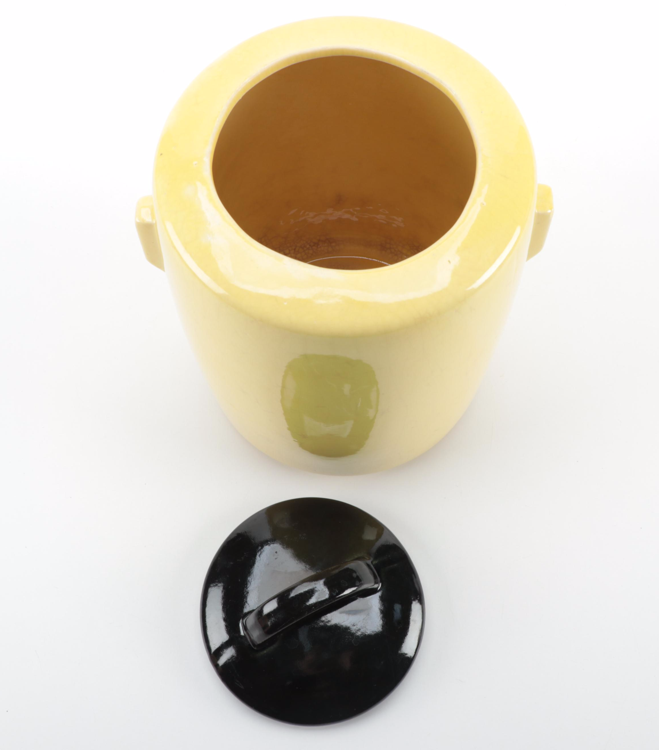 McCoy Pottery Yellow Cookie Jar with Black Lid, Mid-20th C.