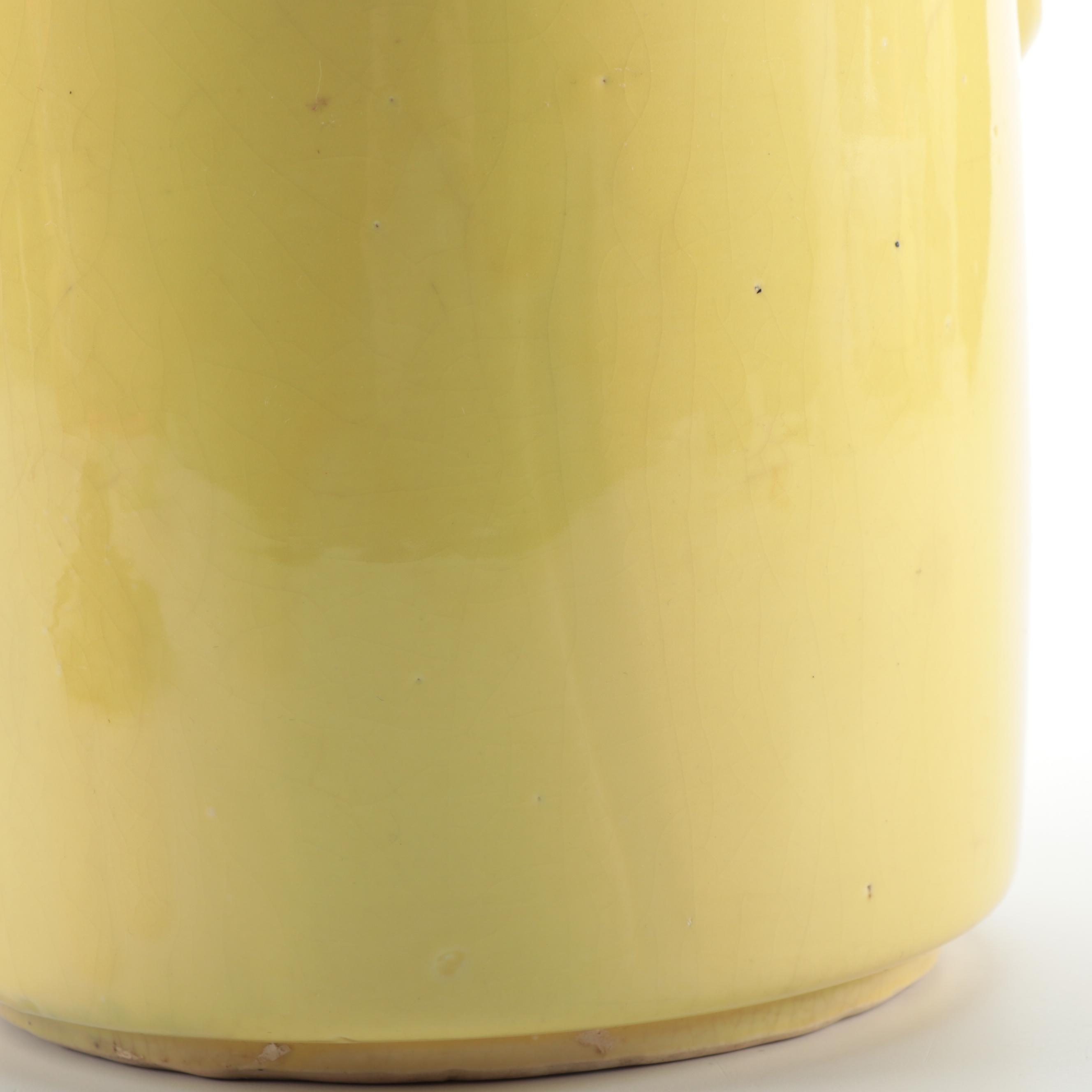 McCoy Pottery Yellow Cookie Jar with Black Lid, Mid-20th C.