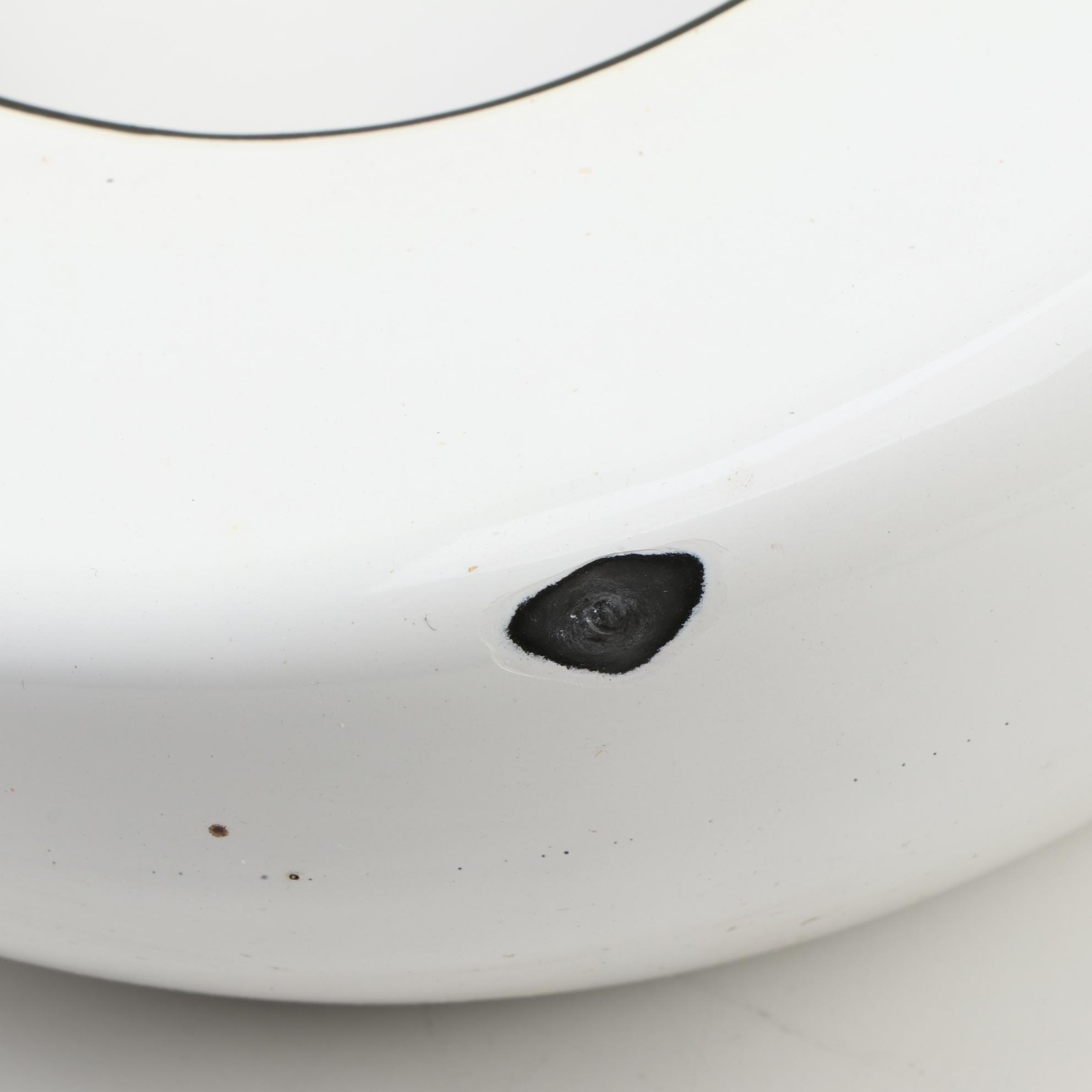 Vollrath Pan and Other White Enamelware with Metal Kleenex Box